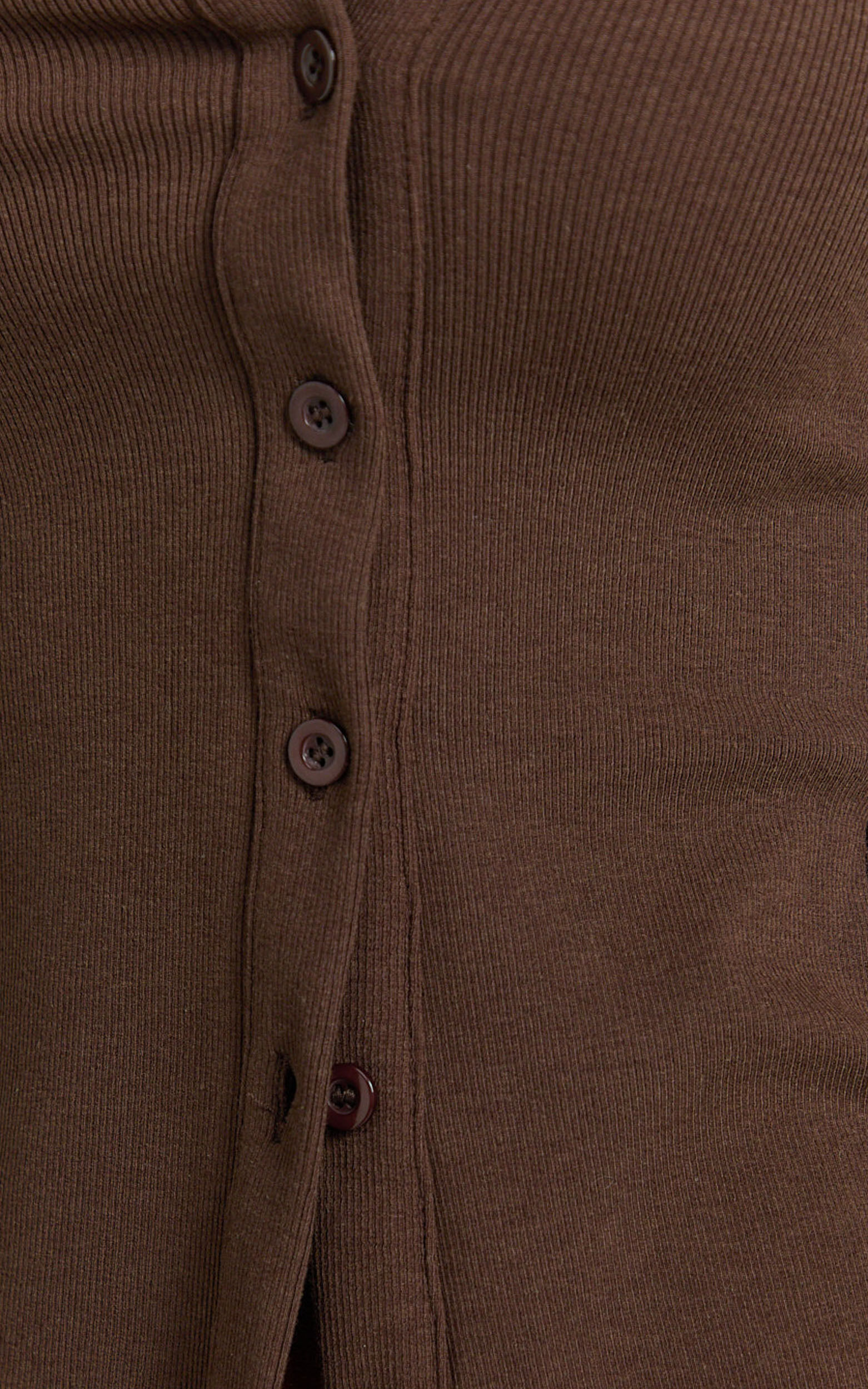 Brittany Two Piece Top and Skirt Set - Ribbed Skirt Set in Chocolate