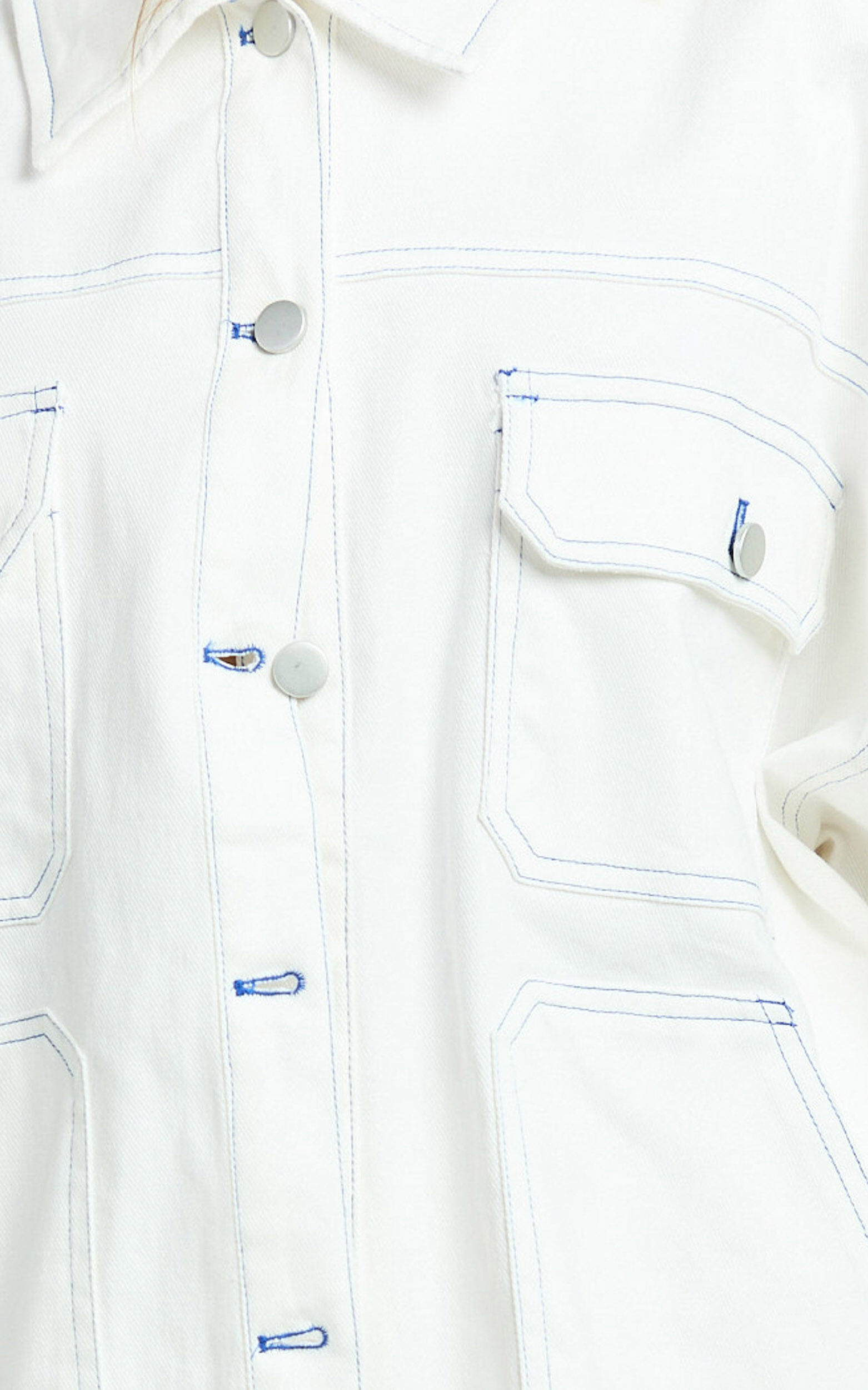 Richelle Jacket - Contrast Stitch Oversized Jacket With Contrast Stitch Detail in Off White