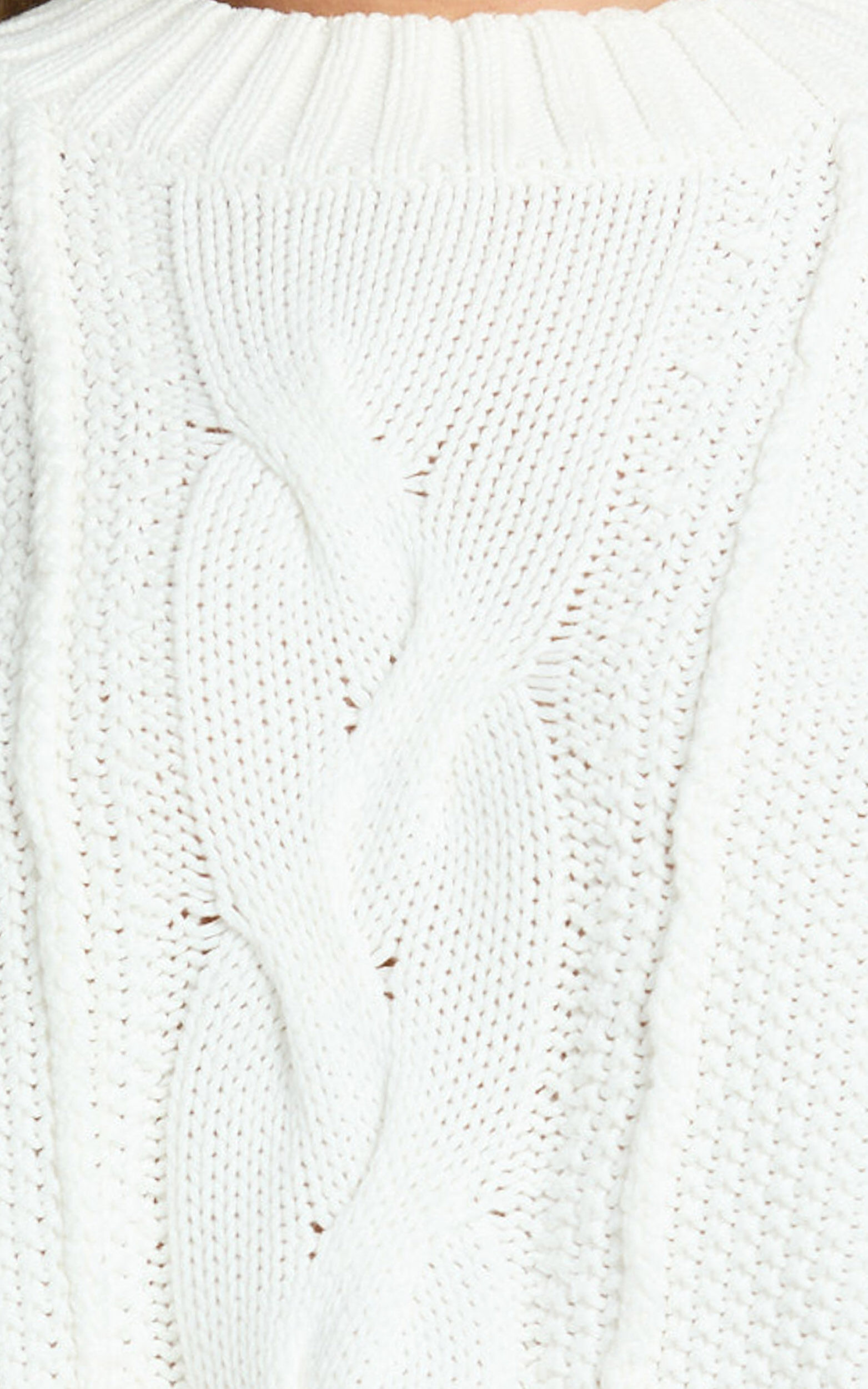 Marge Jumper- Oversized Cable Knit Crew Neck Jumper in White