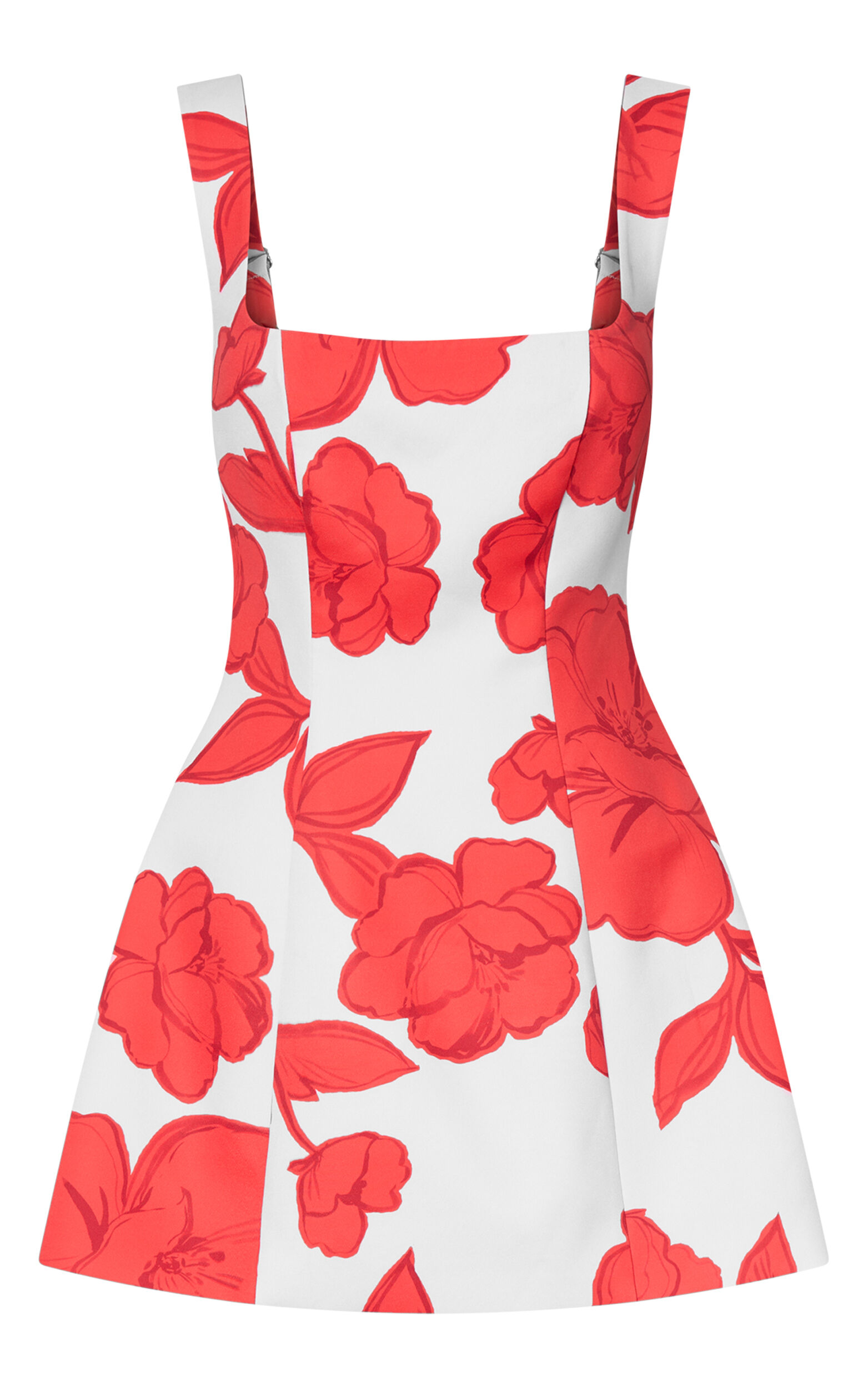 Morgan Mini Dress - Wide Strap Square Neck Fitted Bodice Tulip Skirt Dress in Bouquet Di Fiori Print