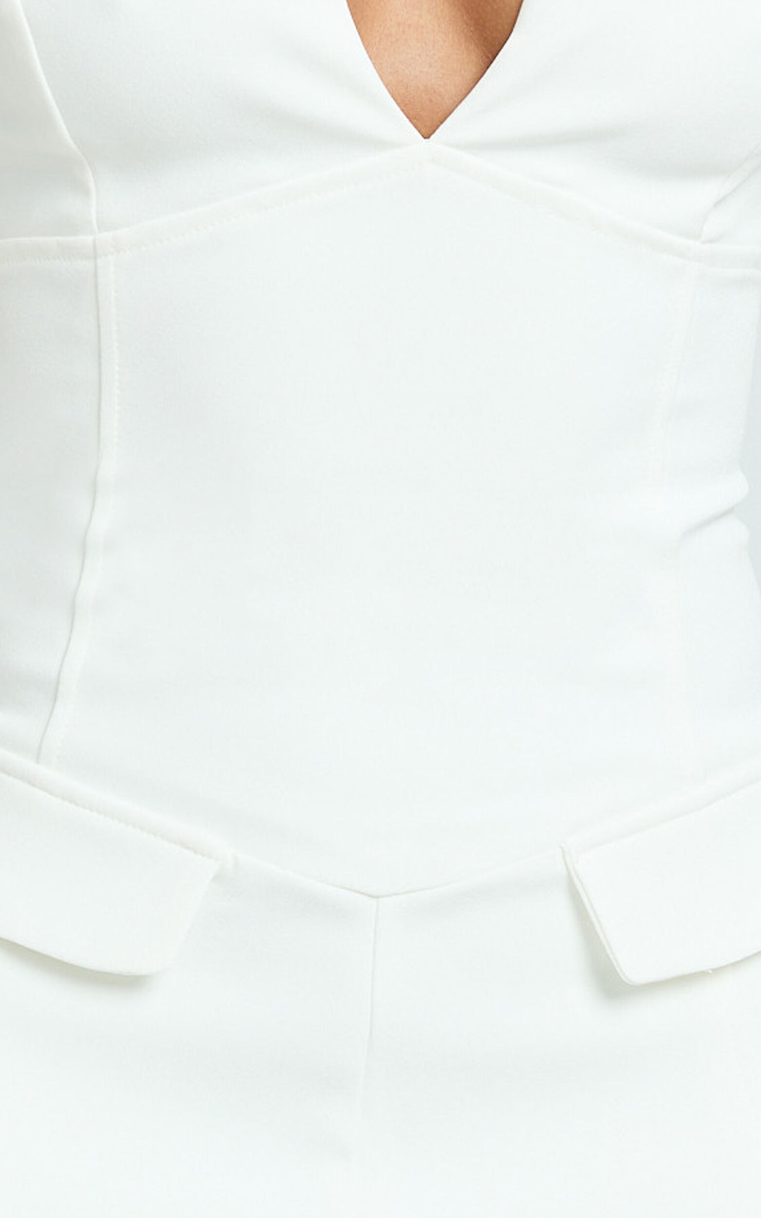 Darius Mini Dress - Cap Sleeve Slit Neck Fit And Flare Dress in White