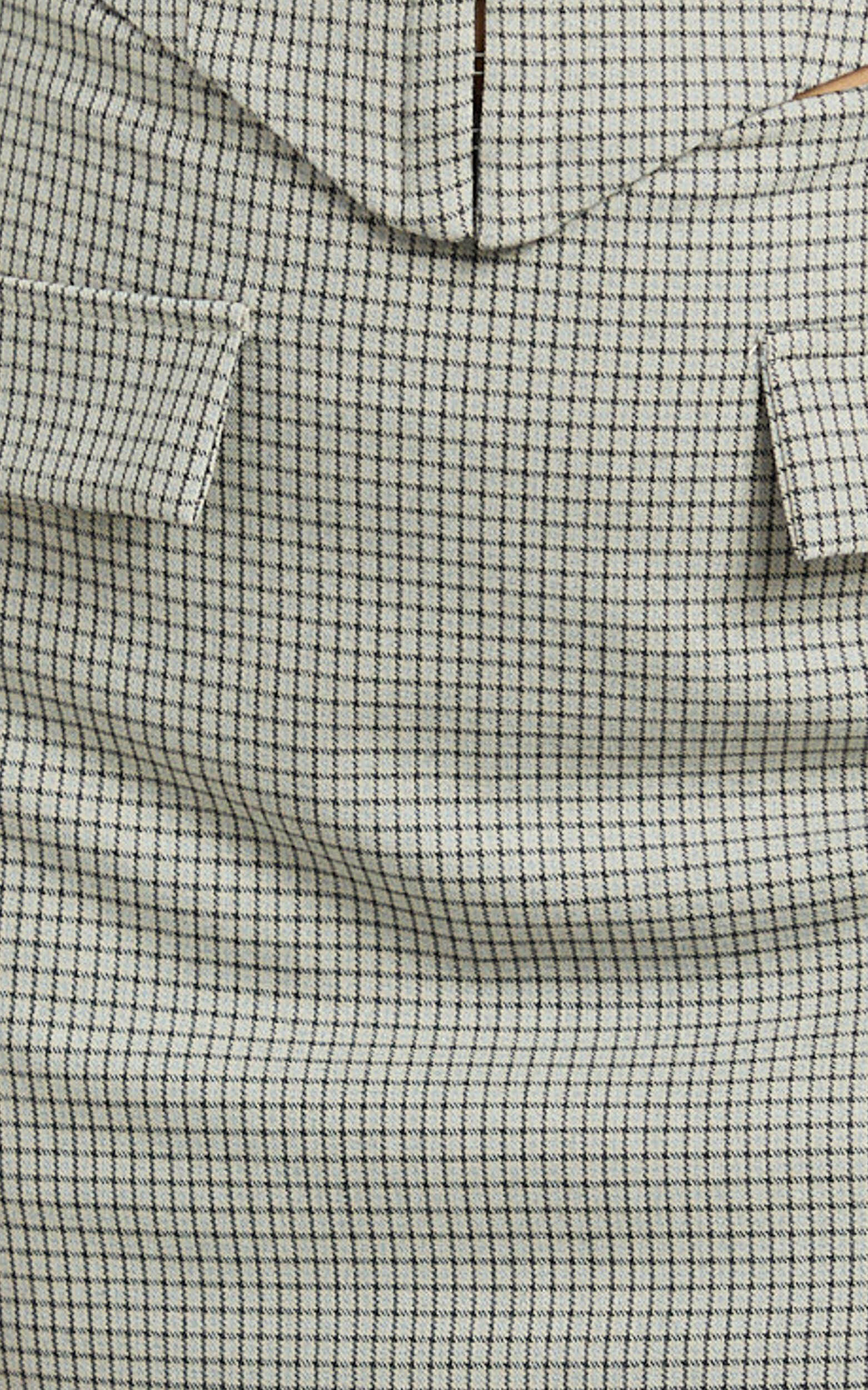 Angela Mini Skort - Mid Waist Faux Pocket Check Skort in Beige Check