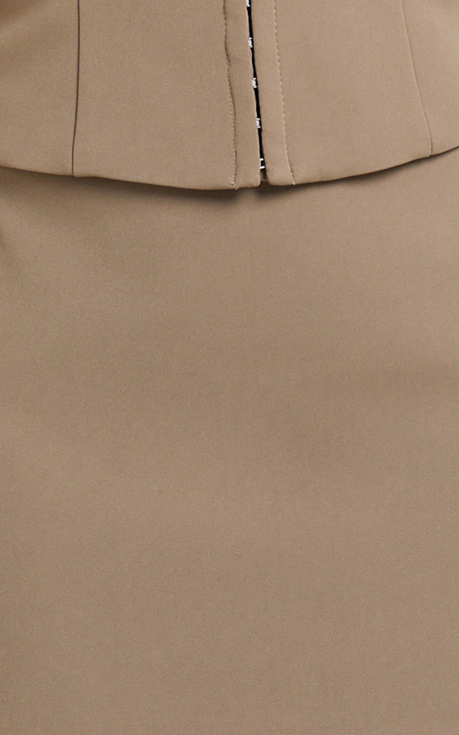 Mikey Mini Skirt - Mid Waisted Tailored A Line Skirt in Mocha