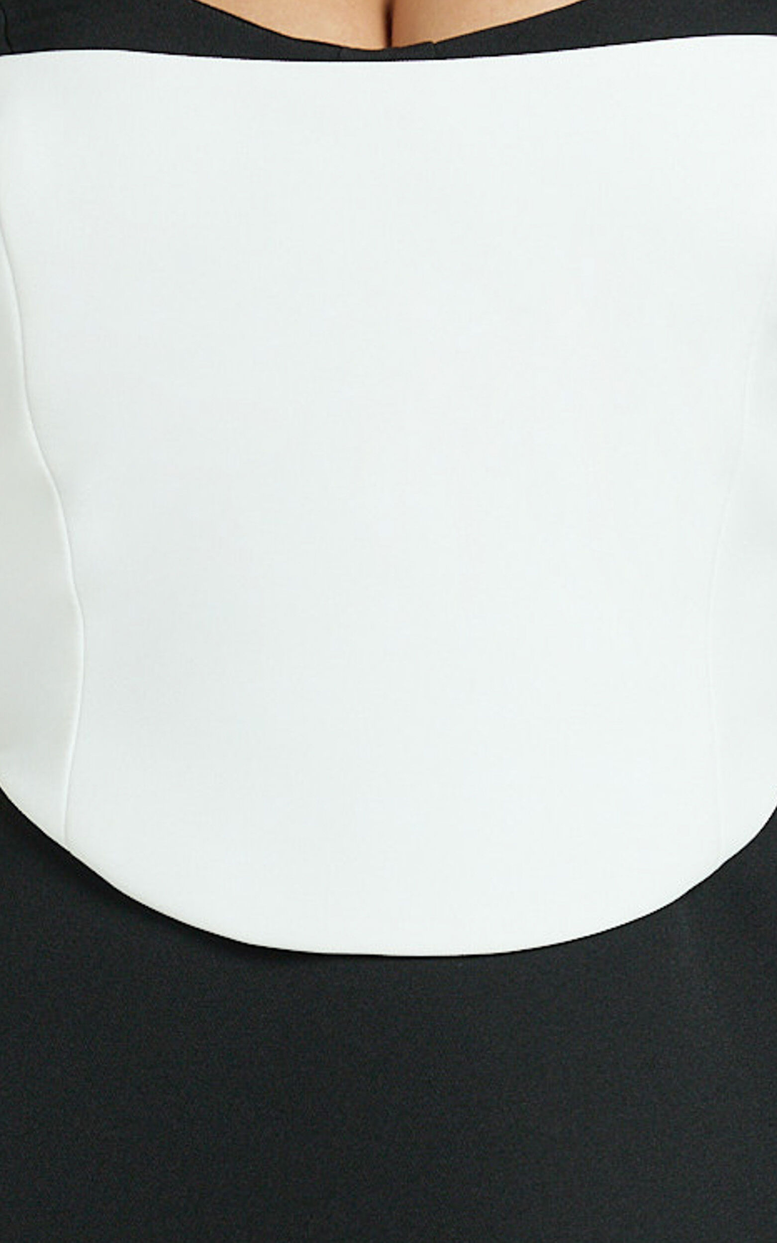 Loissa Mini Dress - Strapless Corset Waist Contrast Colour Tulip Skirt Dress in Black