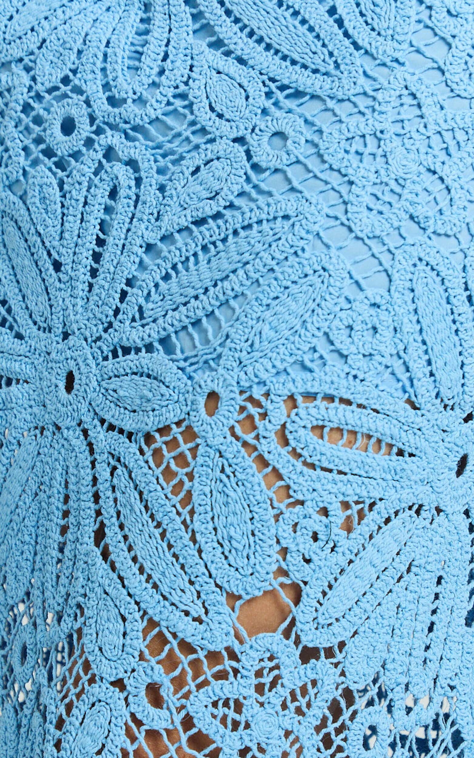 Charlene Maxi Skirt - Crochet Fit And Flare Skirt in Blue