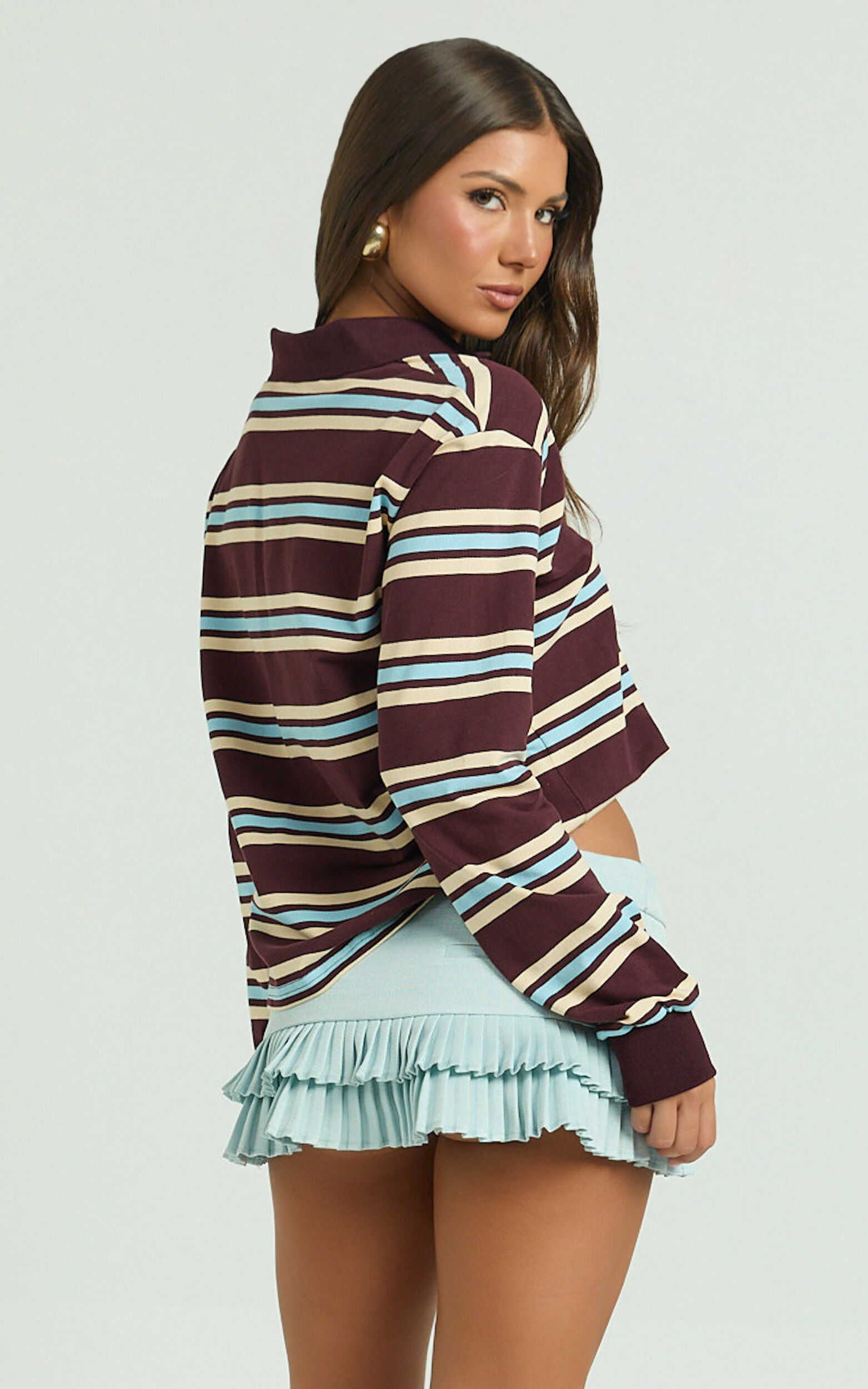 Lioness - Leisure Long Sleeve Polo in Chocolate Multi