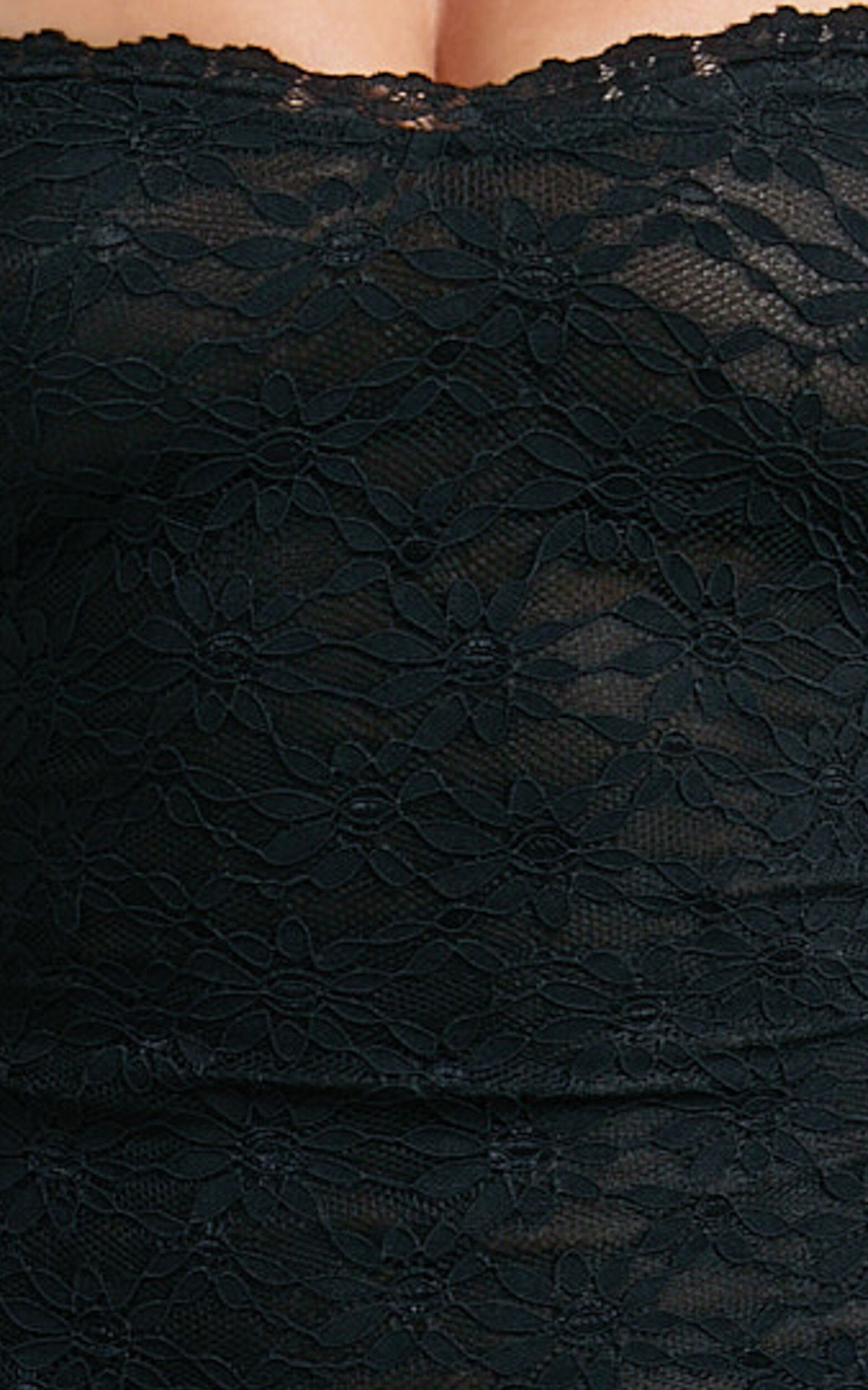 Frieda Mini Dress - Off Shoulder Flared Long Sleeve Stretch Lace Dress in Black