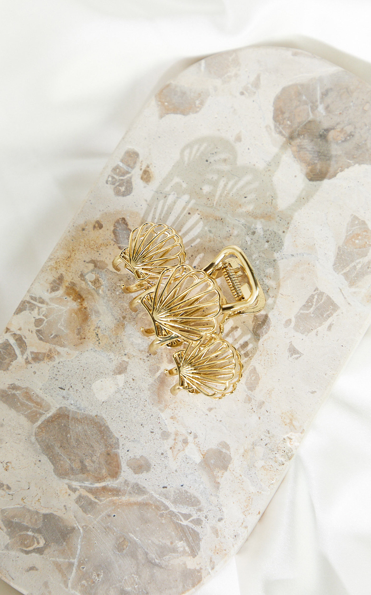 Tillie Hair Clip - Triple Shell Claw Clip in Gold