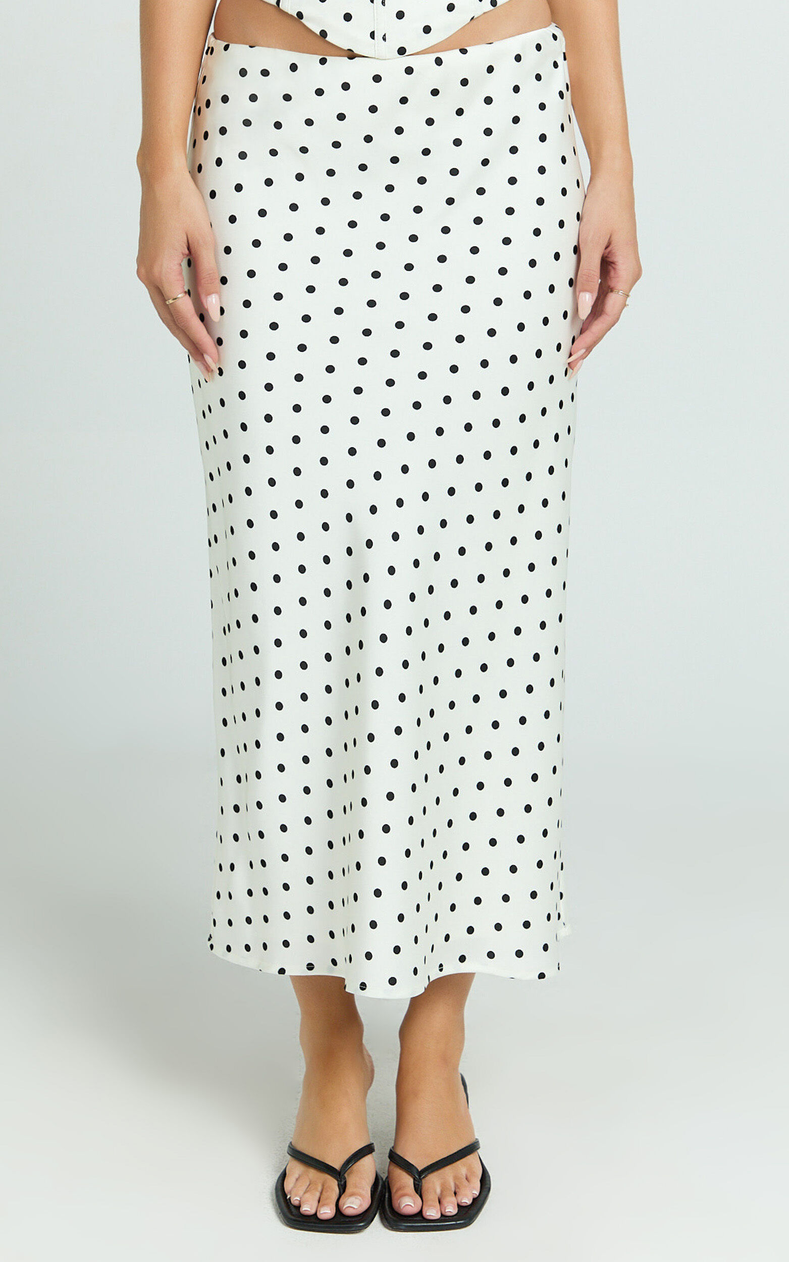 Runaway The Label - Karlita Midi Skirt in White Polka