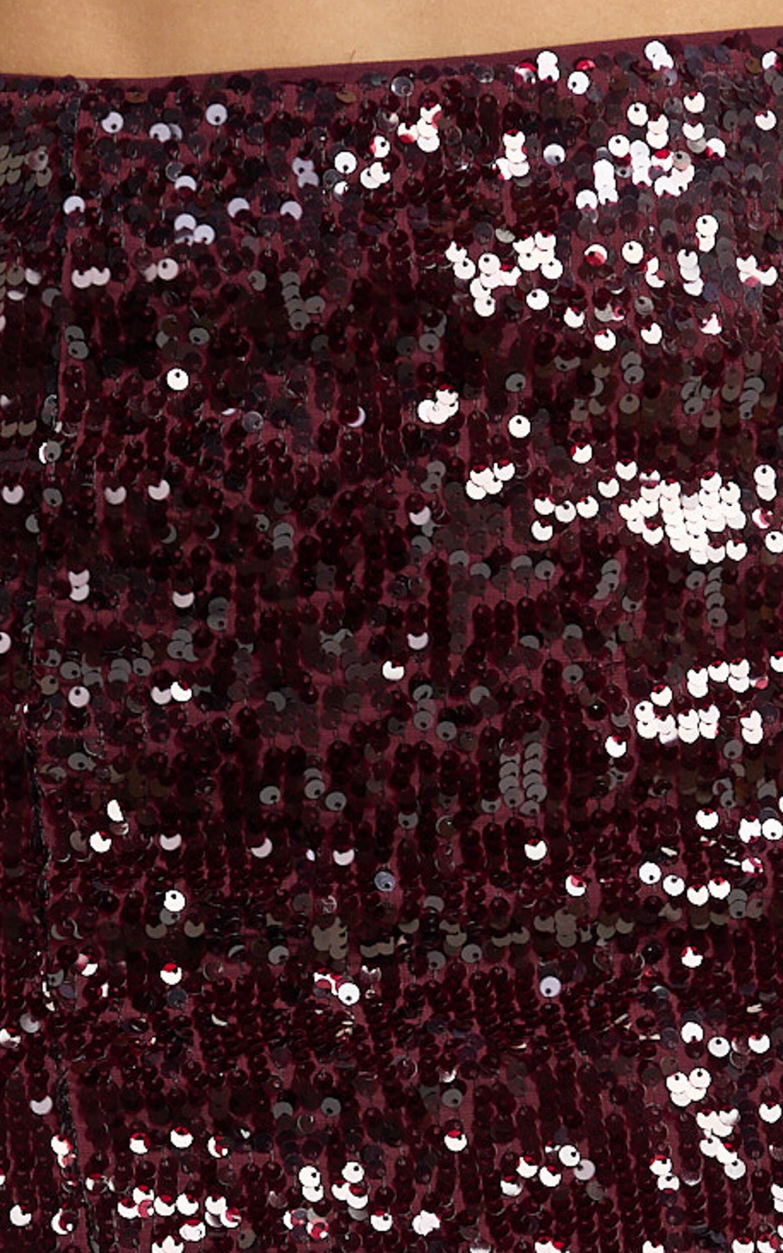 Lindy Mini Skirt - Low Rise Sequin Skirt in Wine