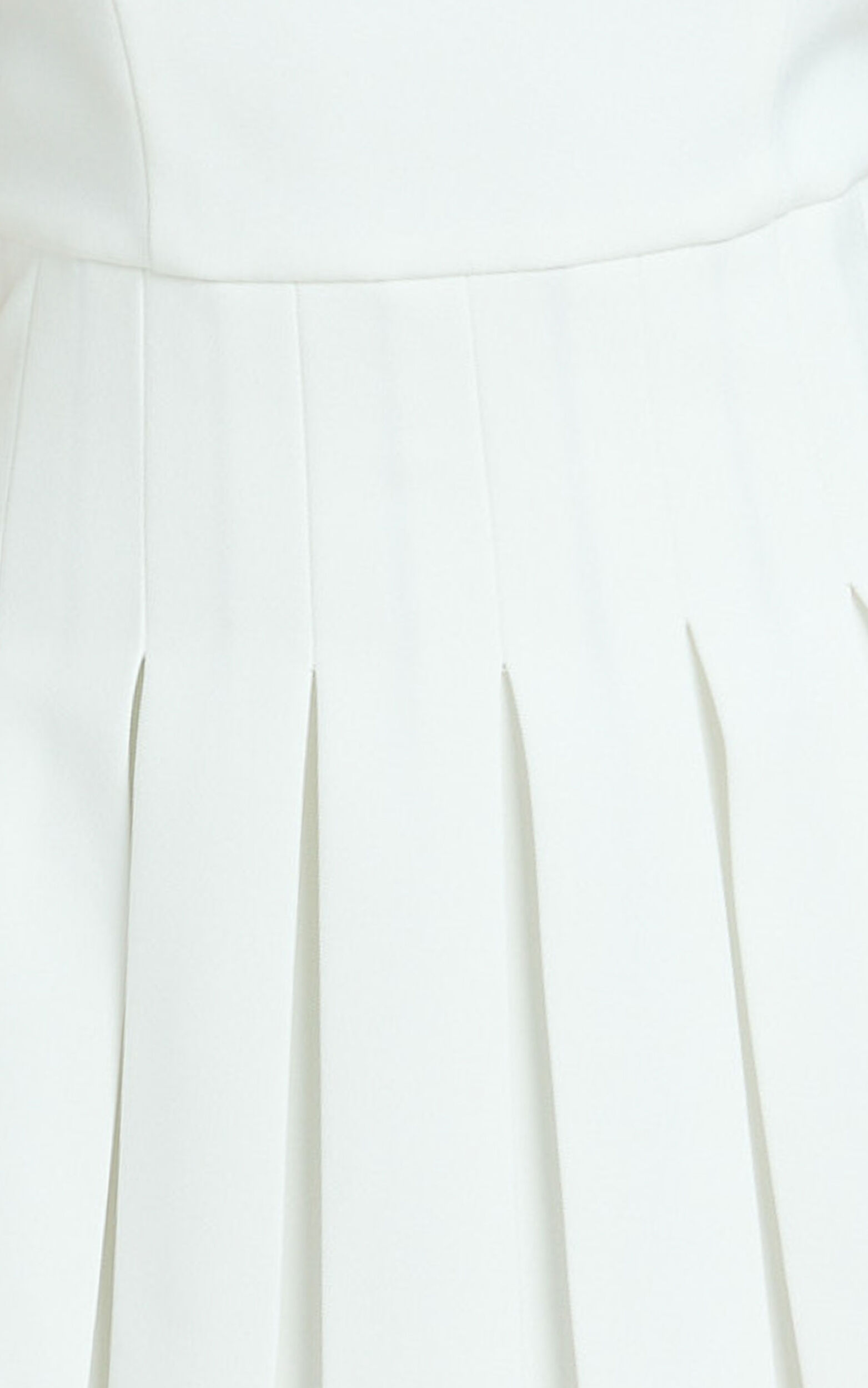 Wallace Mini Dress - Square Neck Wide Strap Drop Waist Pleated Dress in White