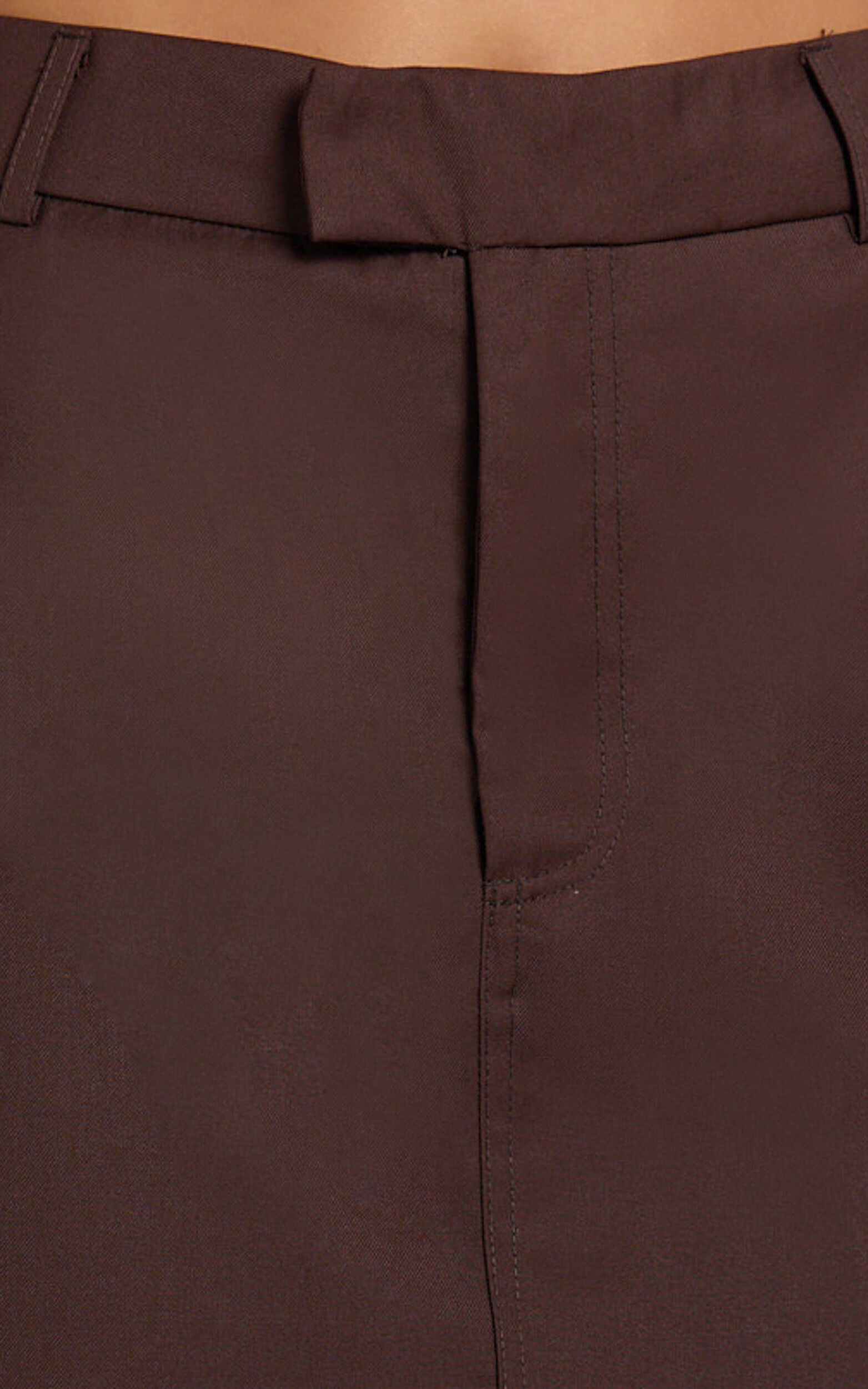 Desi Mini Skirt - Tailored Mid Waisted Skirt in Chocolate