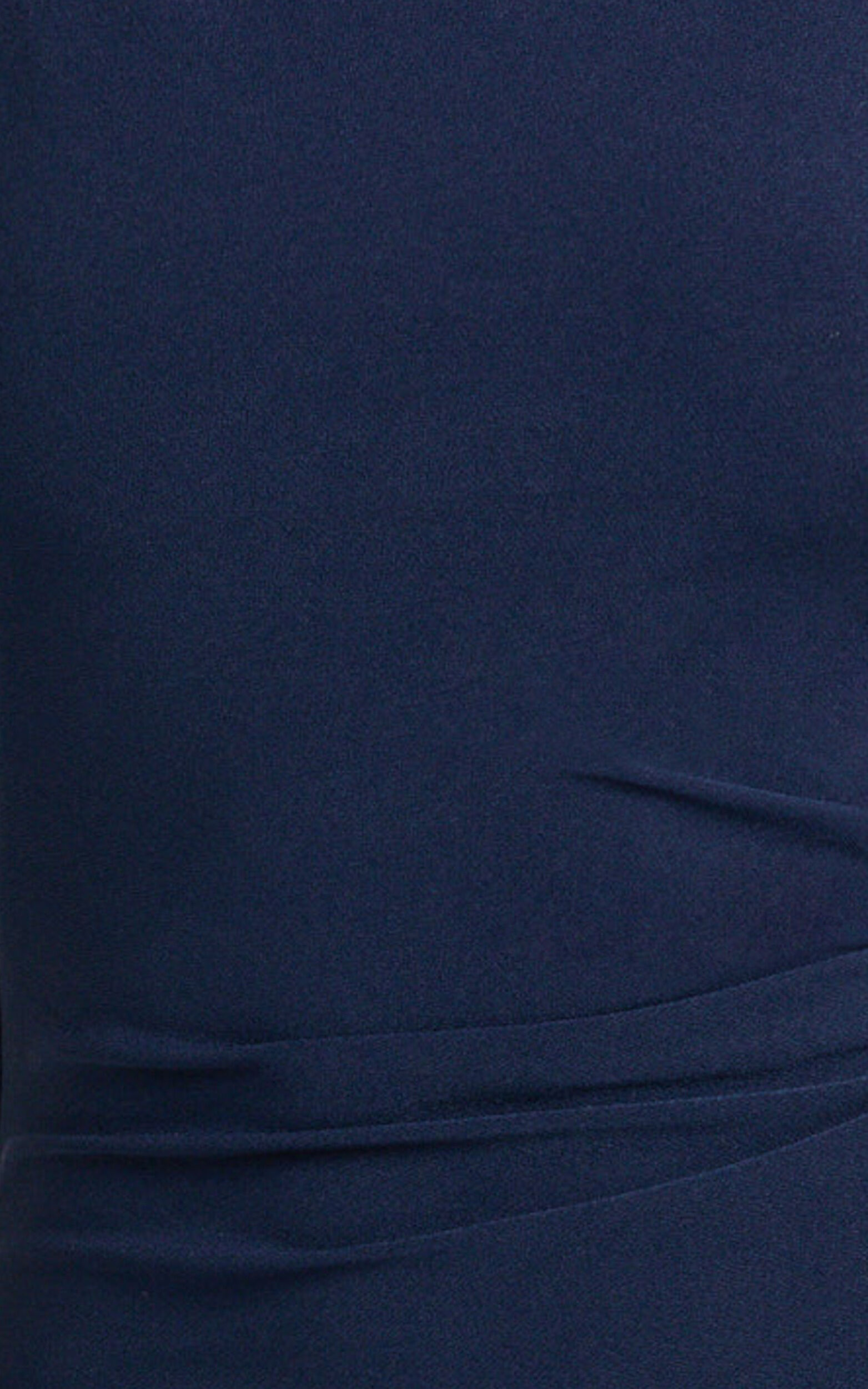 Audette Maxi Dress - Boat Neck Ruched Fitted Dress in Navy