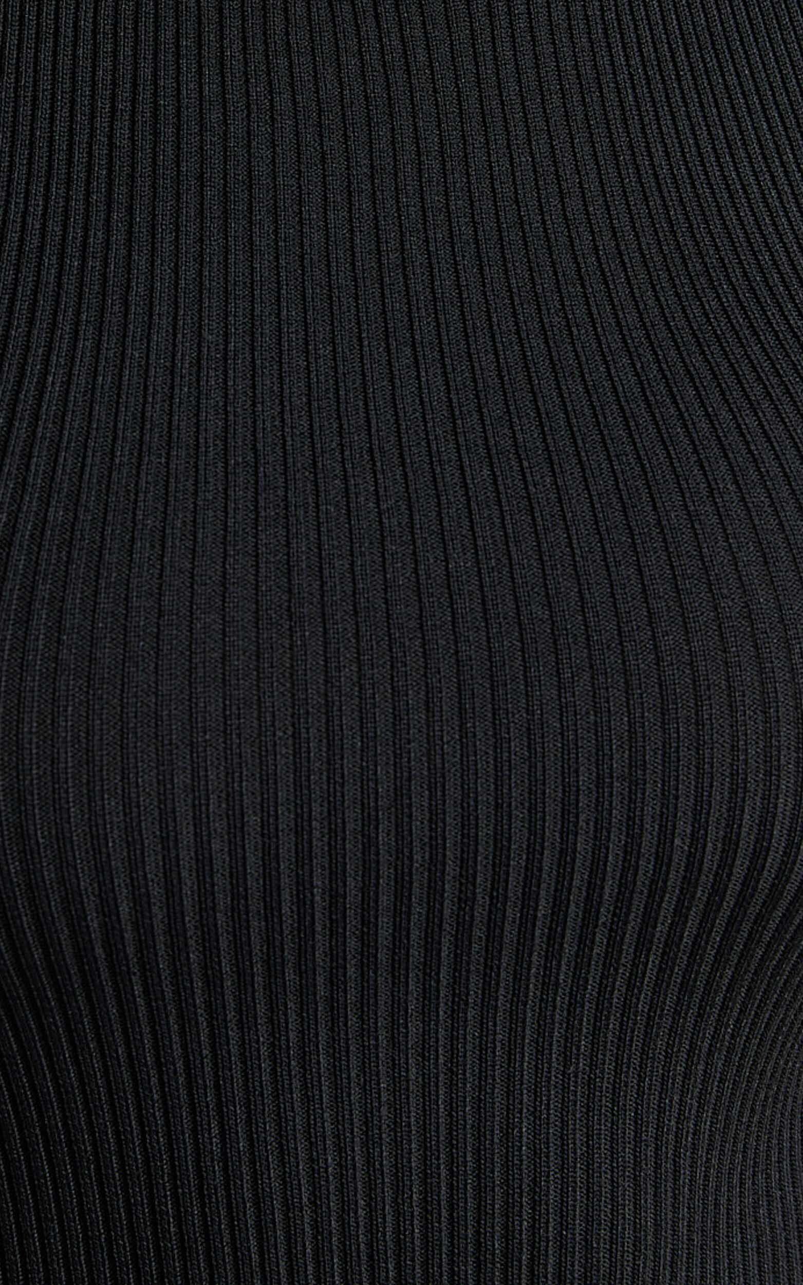 Lanie Midi Dress - Knitted Crew Neck Short Sleeve Dress in Black