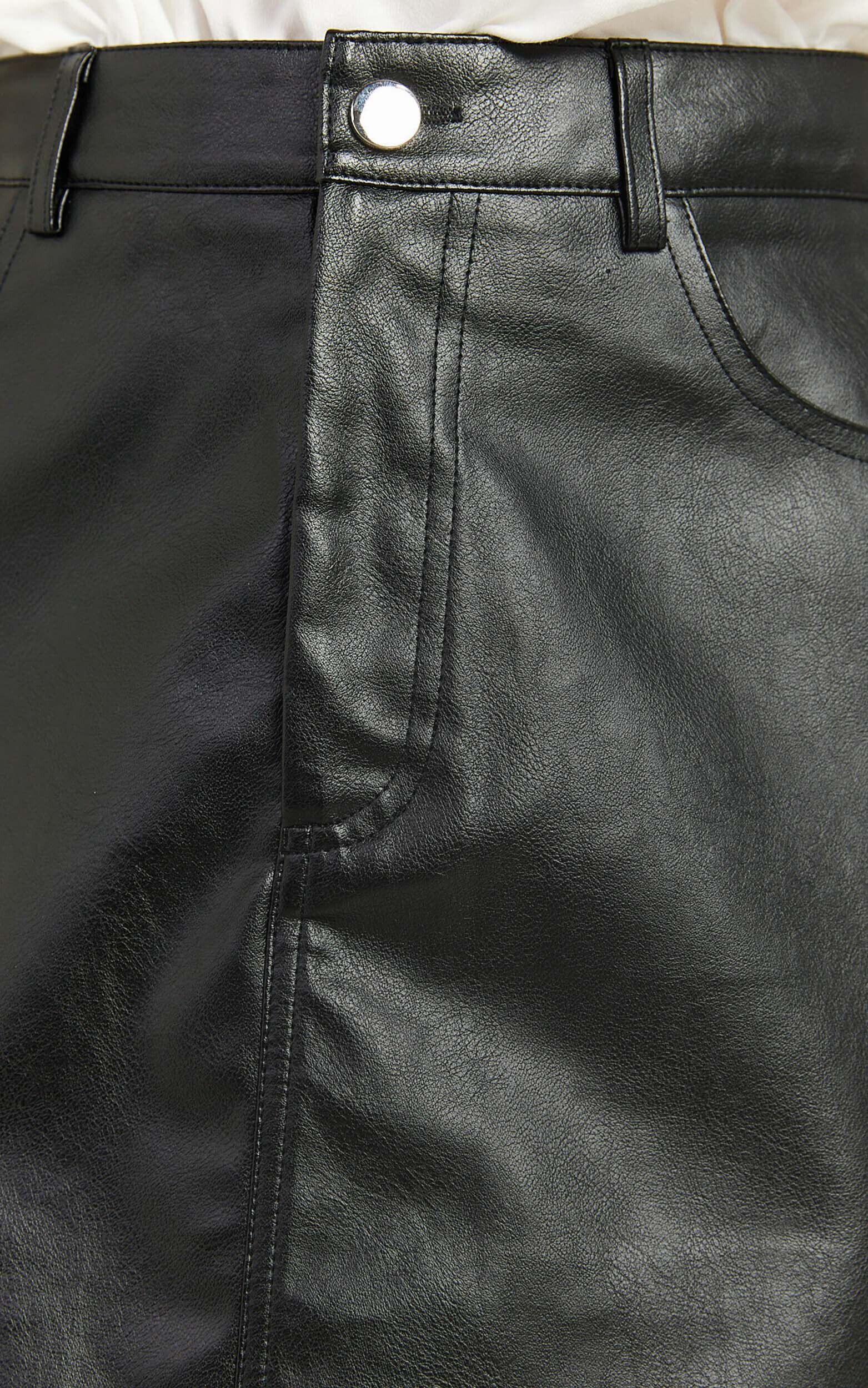 Stormi Mini Skirt - High Waist Faux Leather Skirt in Black