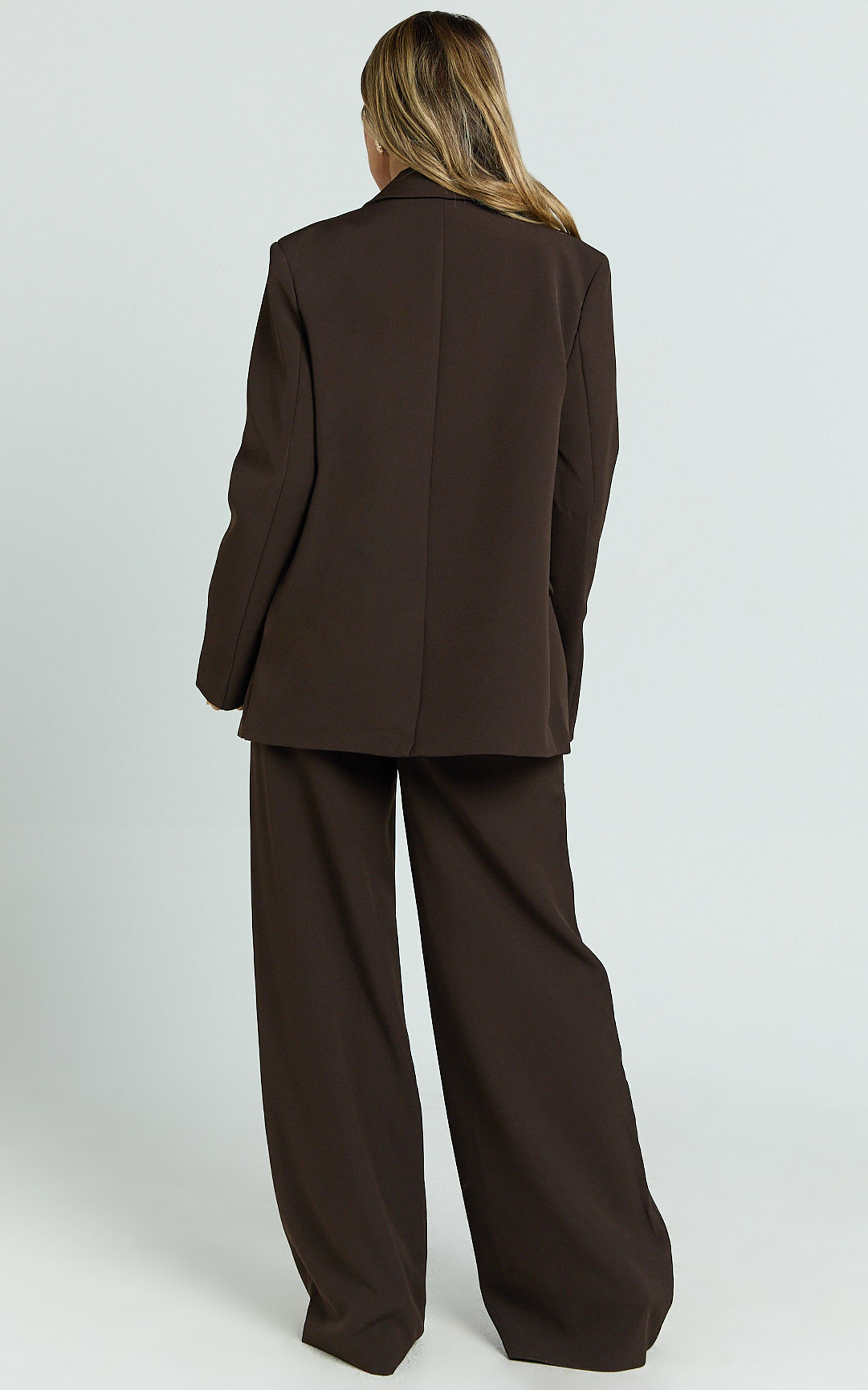 Selena Blazer - Boxy Single Breasted Blazer in Dark Chocolate