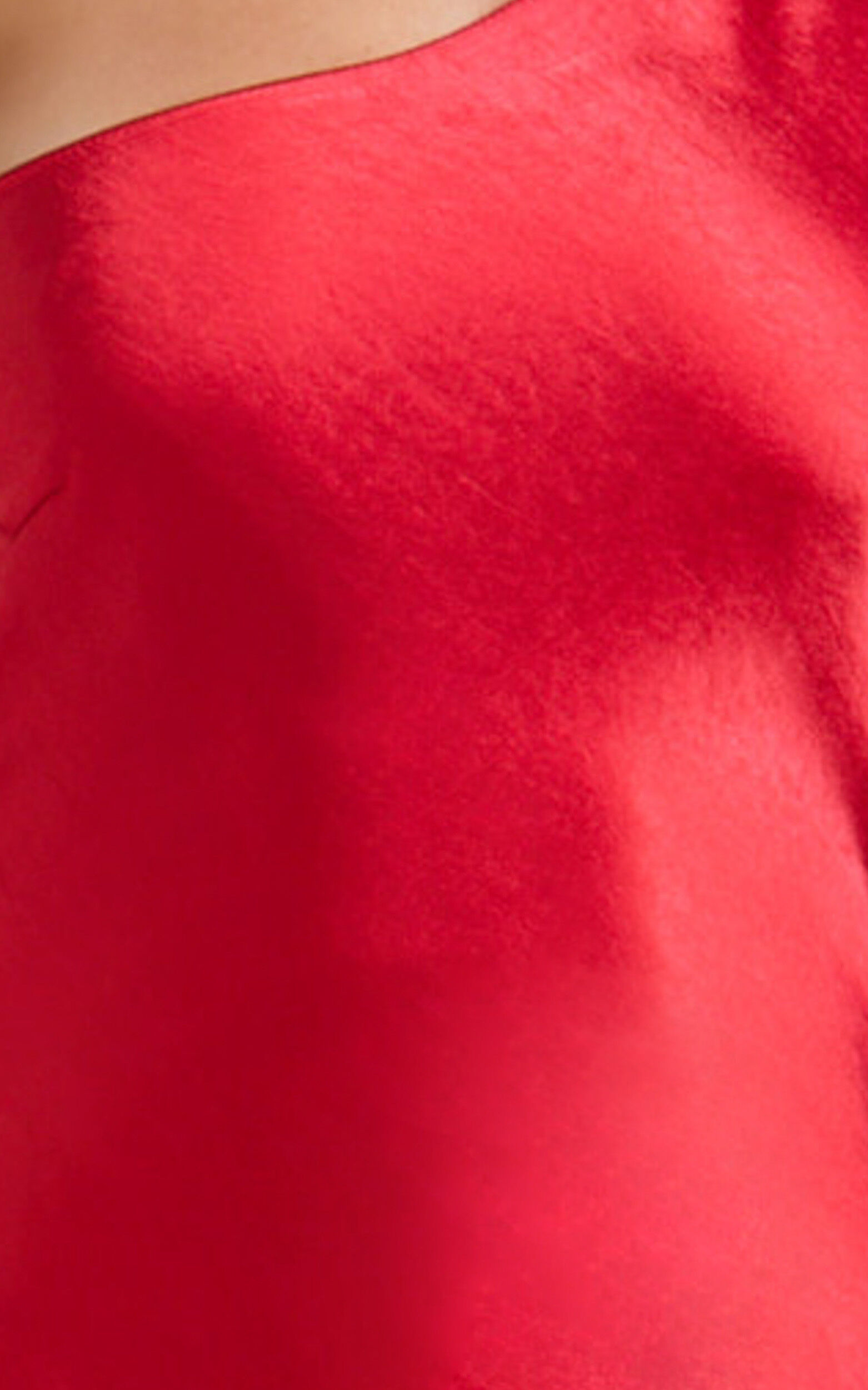 Helga Maxi Dress - Satin One Shoulder Cowl Back Bias Cut Dress in Red