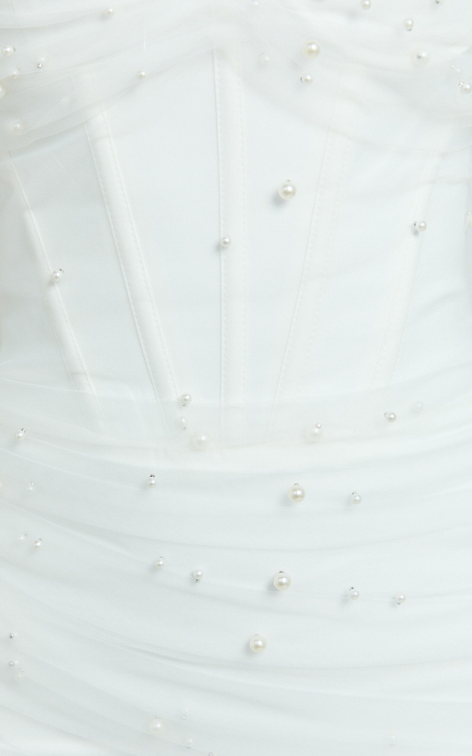 Kelsey Mini Dress - Beaded Strapless Corset Panel Dress with Detachable Tulle Skirt in White