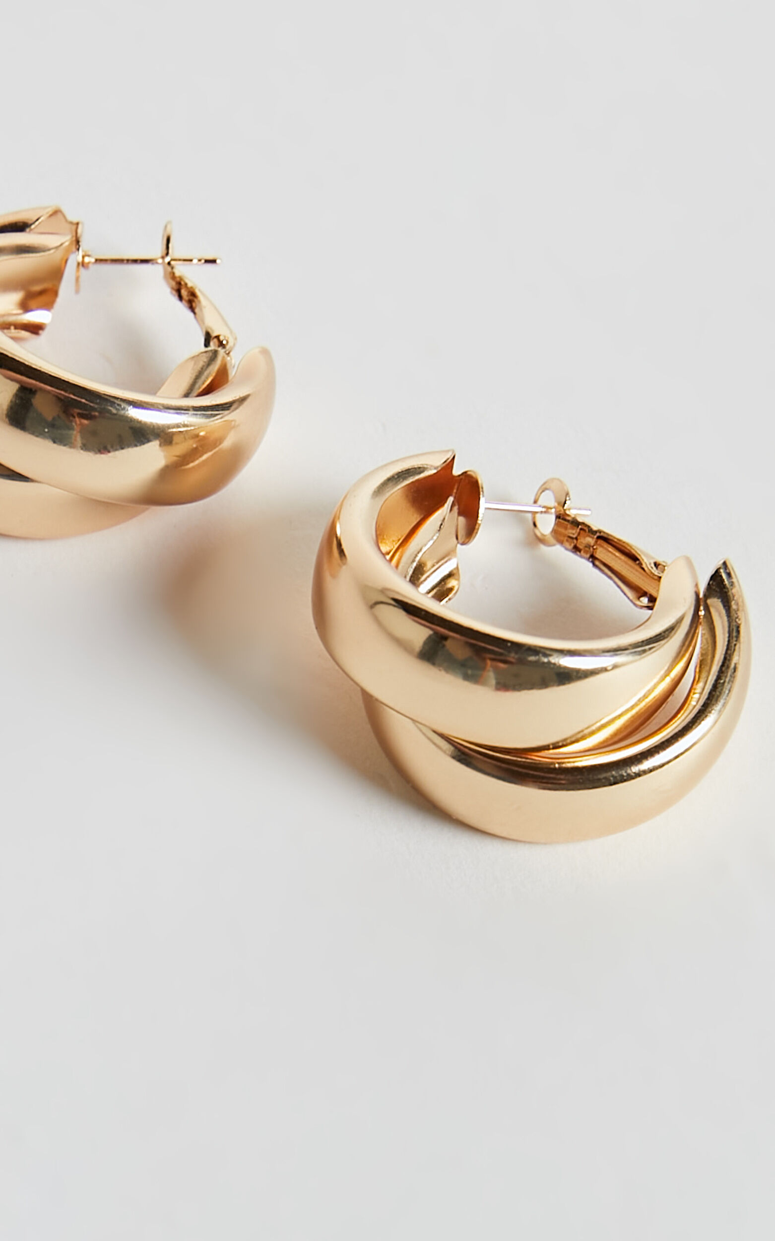 Adaleen Double Hoop Earrings in Gold