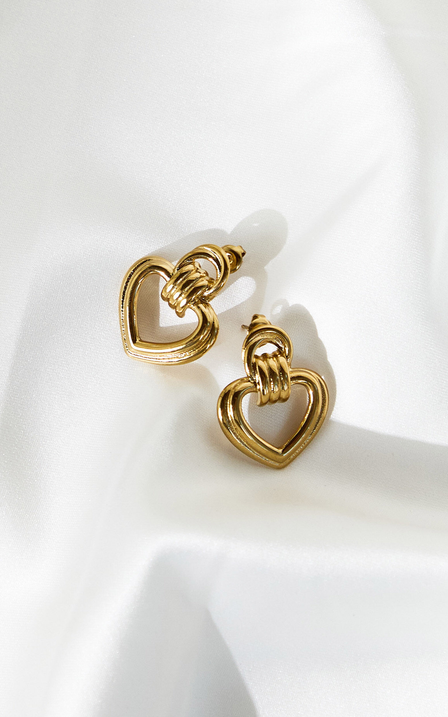 Velma  Earrings - Double Hoop Heart Earrings in Gold
