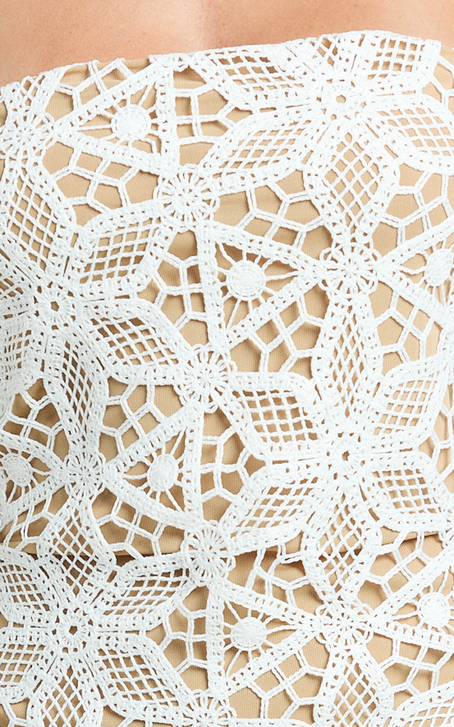 Tamika Mini Dress - Crochet Strapless Bodycon Dress in White