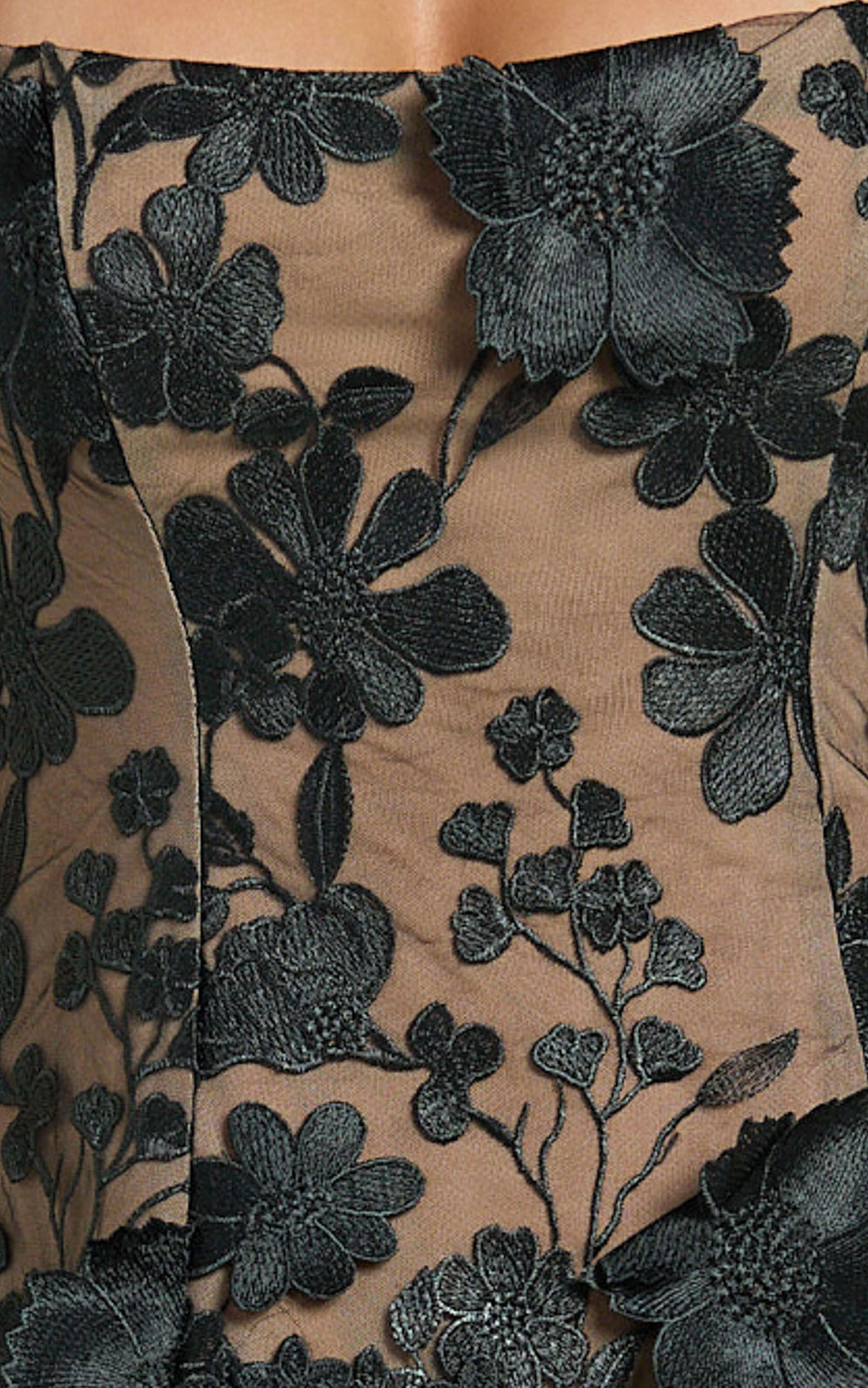 Sienna Mini Dress - 3D Floral Fit And Flare Dress in Black