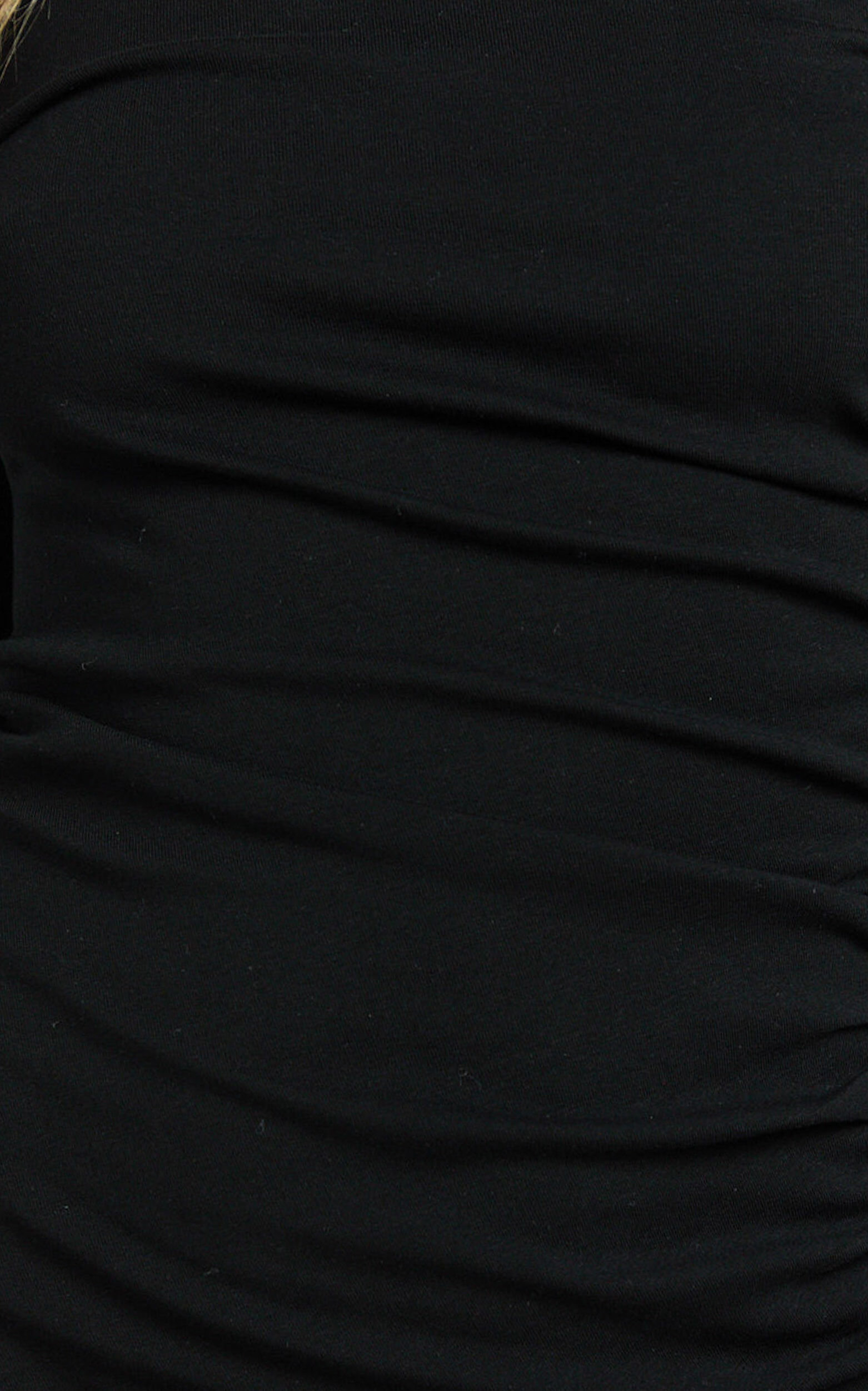 Carla Mini Dress - Rolled High Neck Bodycon Knit Dress in Black