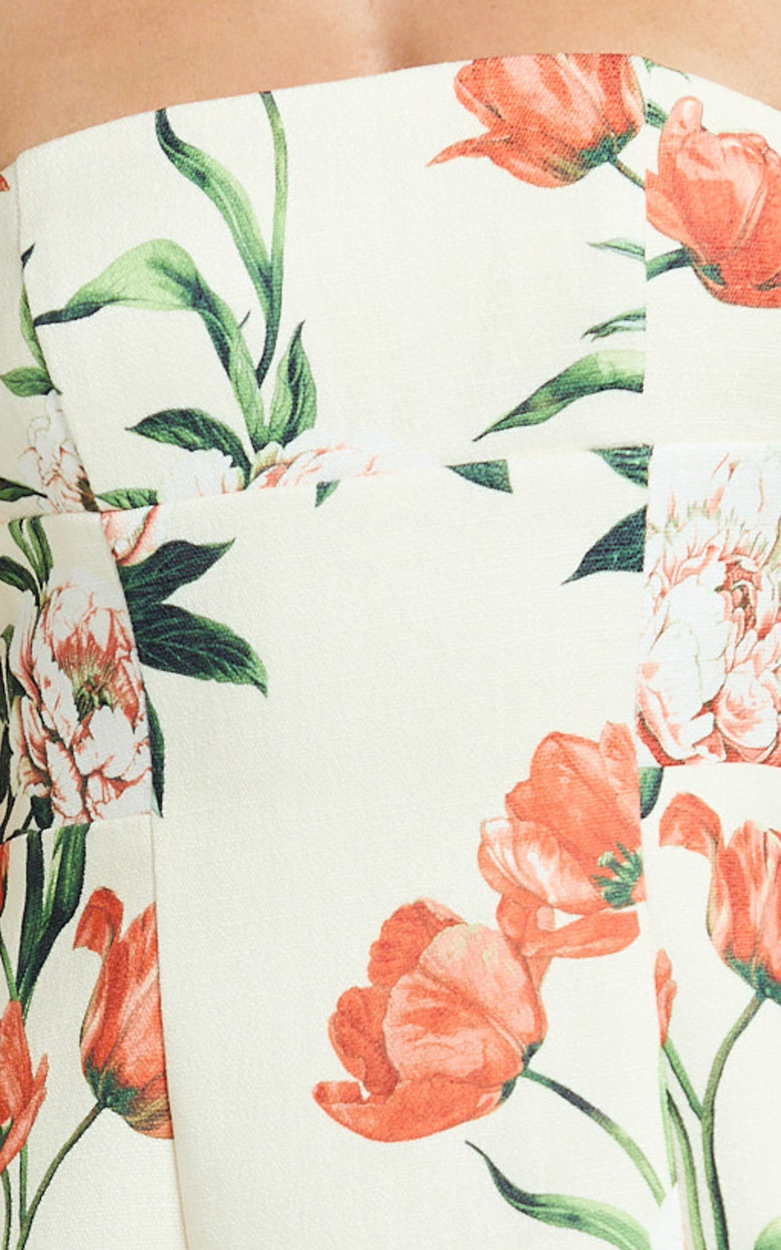 Catharine Mini Dress - Strapless A Line Dress in Rustic Floral