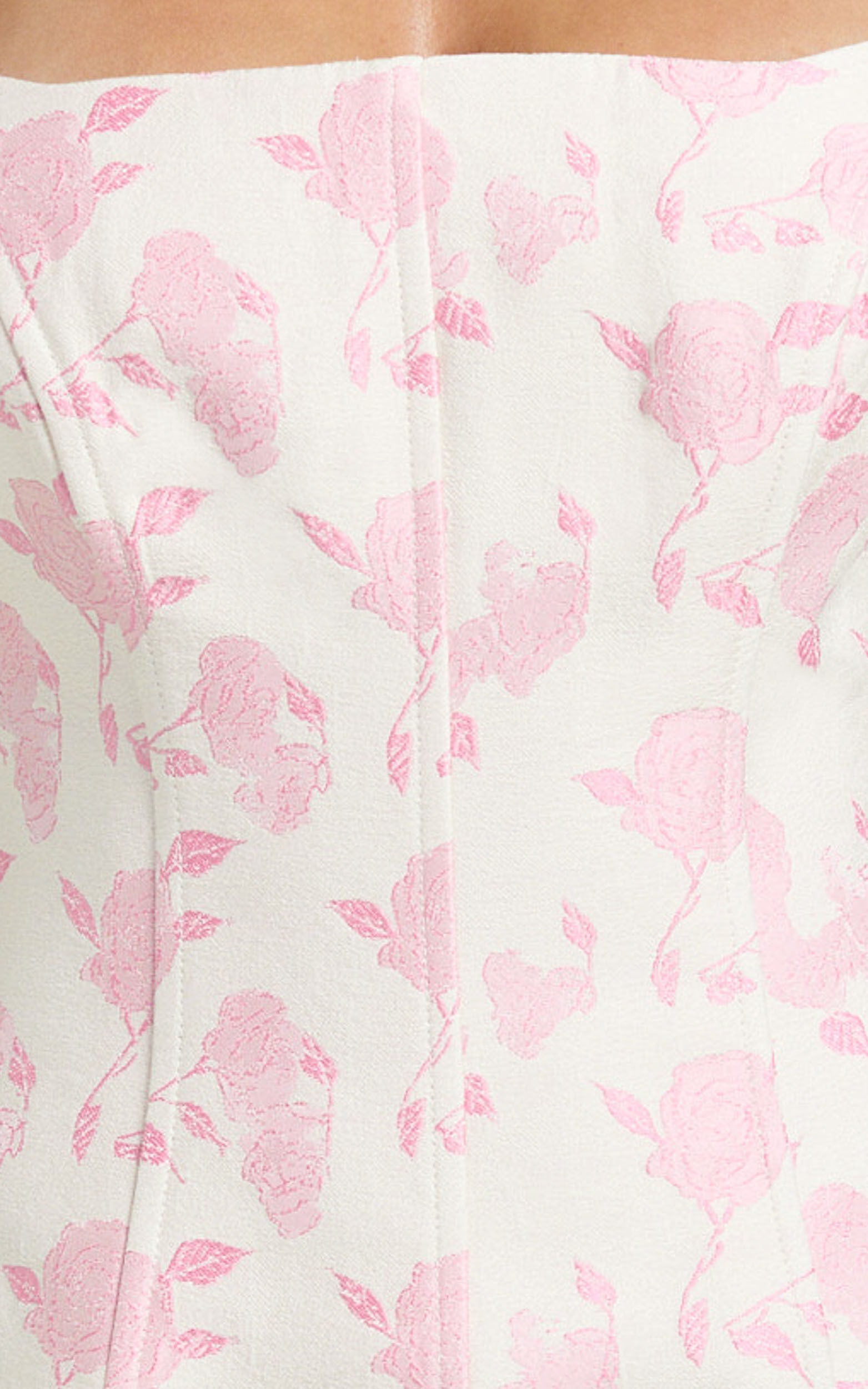 Reece Mini Dress - Strapless Fitted Bodice Tulip Skirt Brocade Dress in Pink