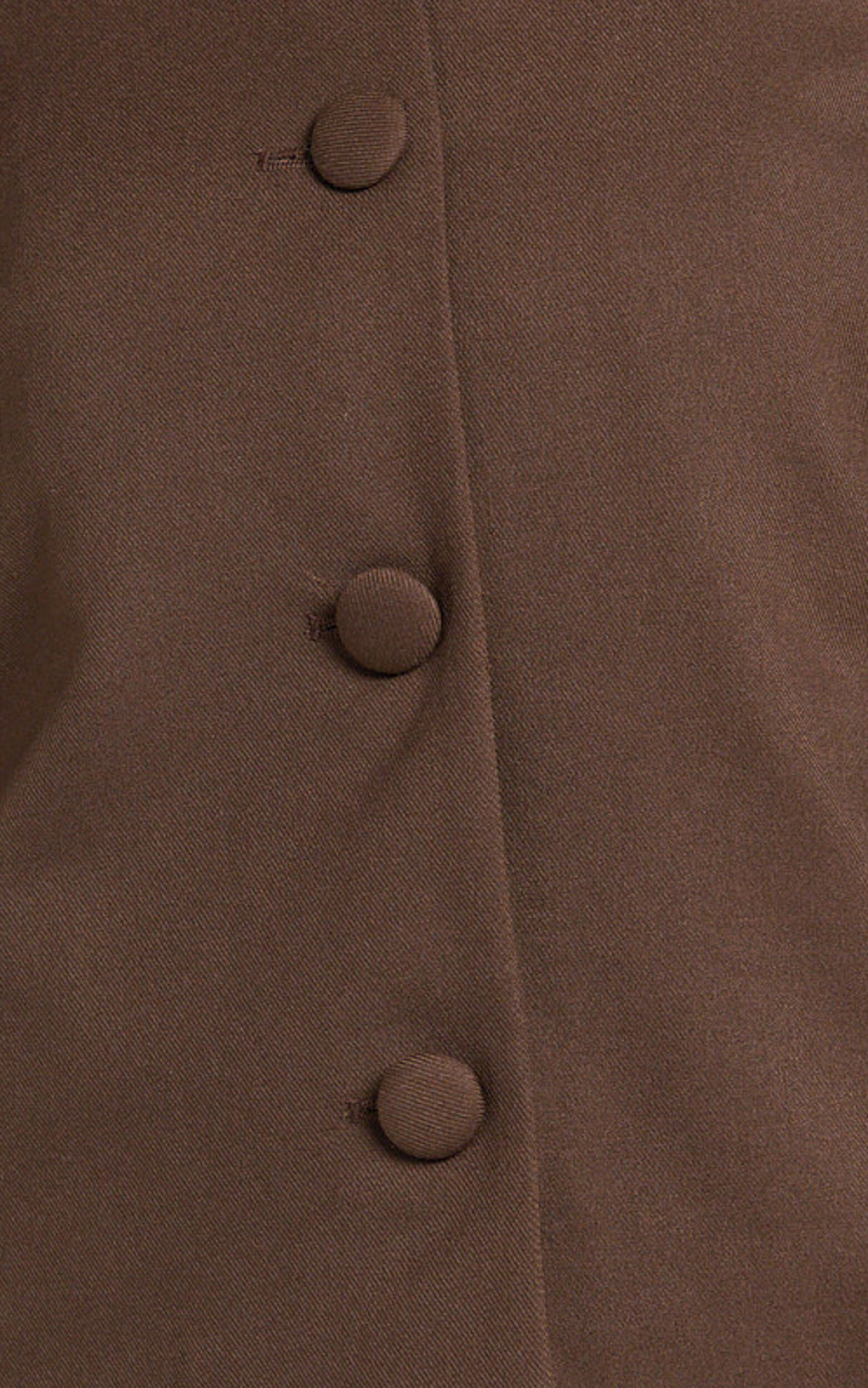 Yvette Jacket - Button Down Collared Jacket in Chocolate