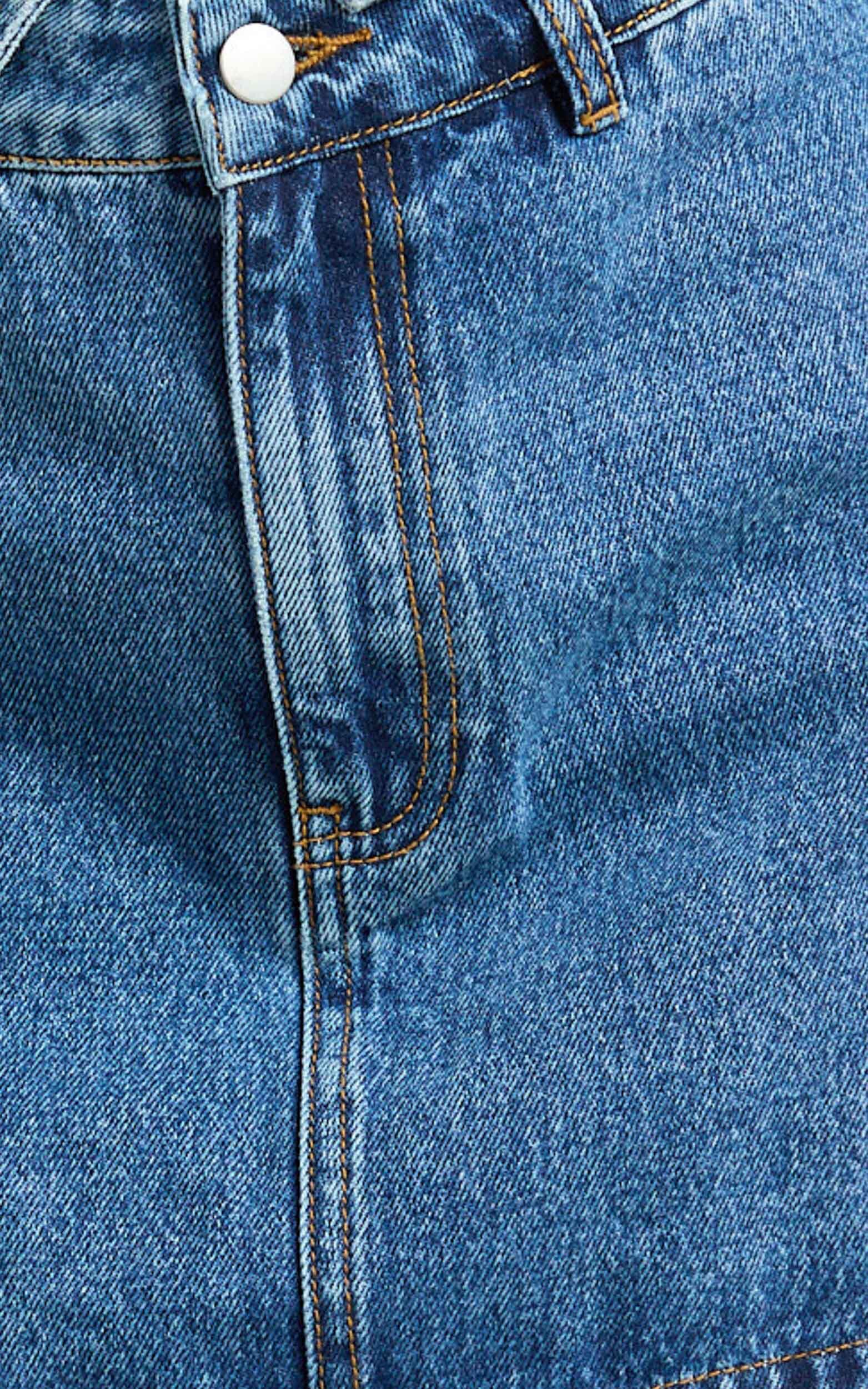 Walton Skort - Mid Waisted Recycled Denim Skort in Dark Blue Wash