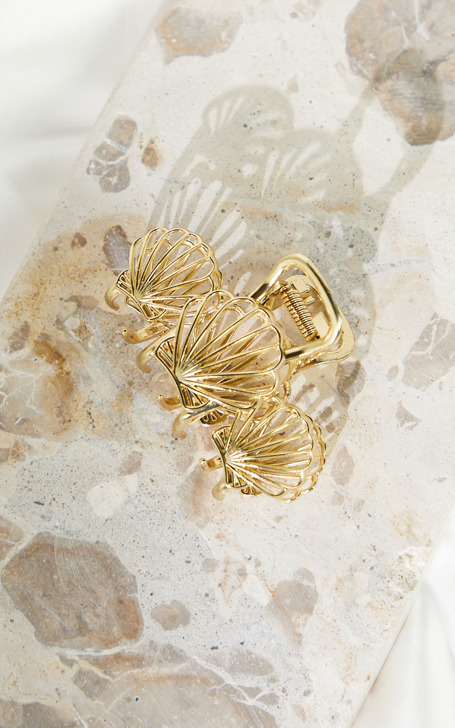 Tillie Hair Clip - Triple Shell Claw Clip in Gold