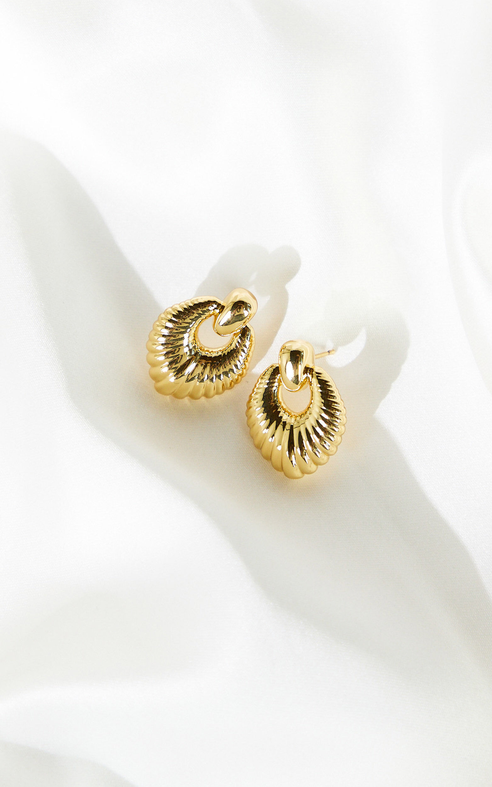 Maddie Earrings - Textured Drop Earrings in Gold
