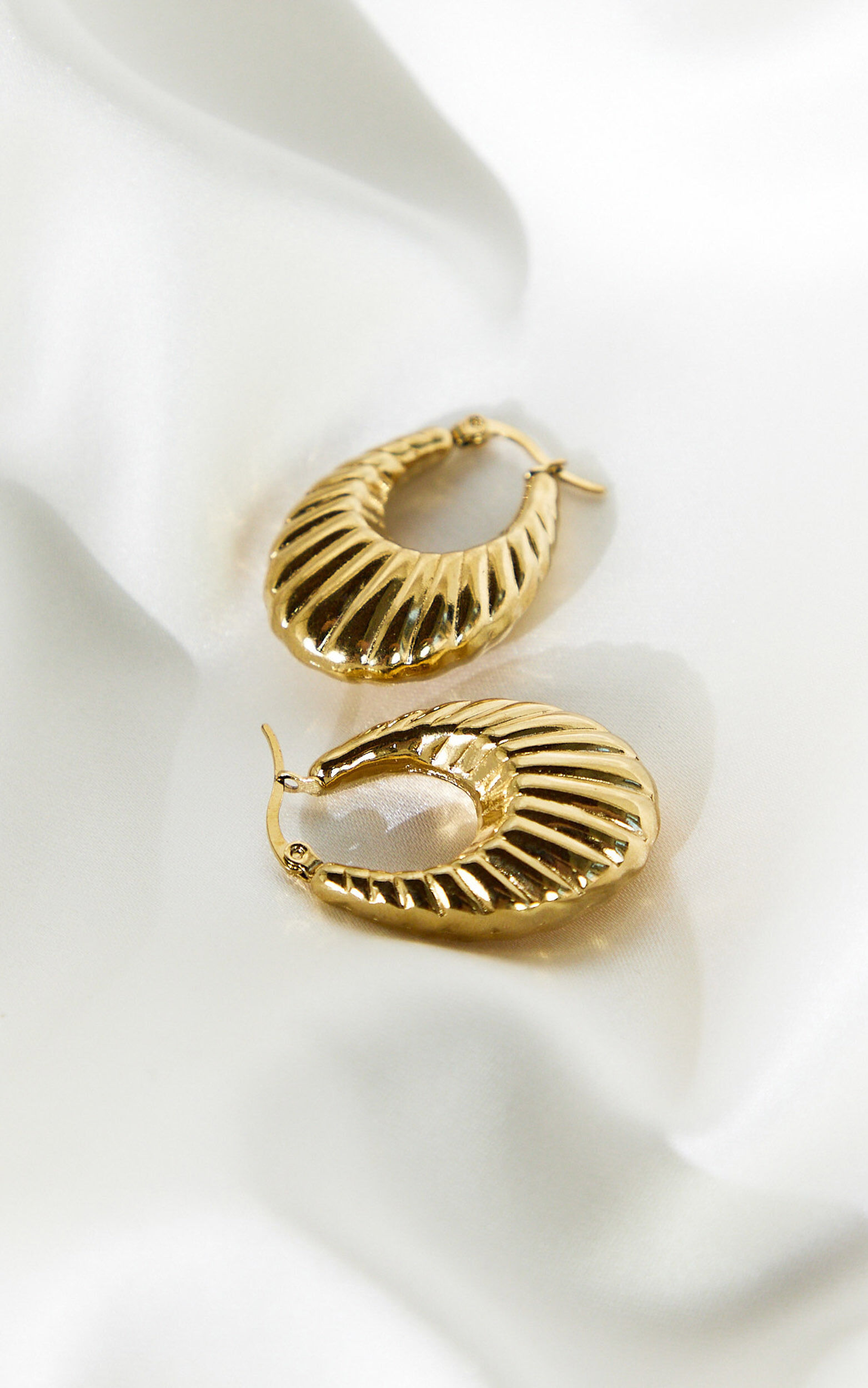 Sasha Earrings - Textured Hoop Earrings in Gold