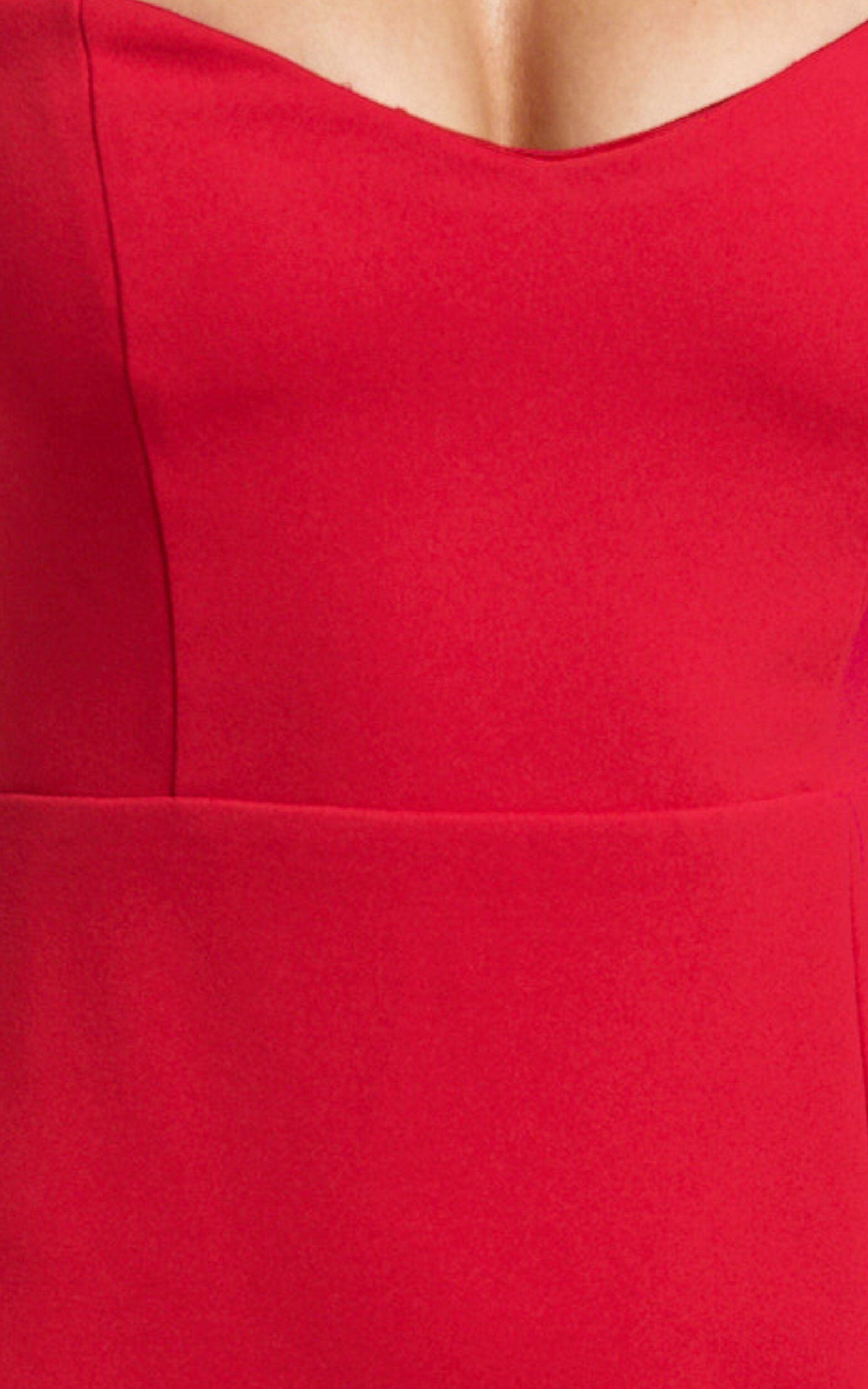 Gabrielle Maxi Dress - Cap Sleeve Sweetheart Neck Bodycon Dress in Red