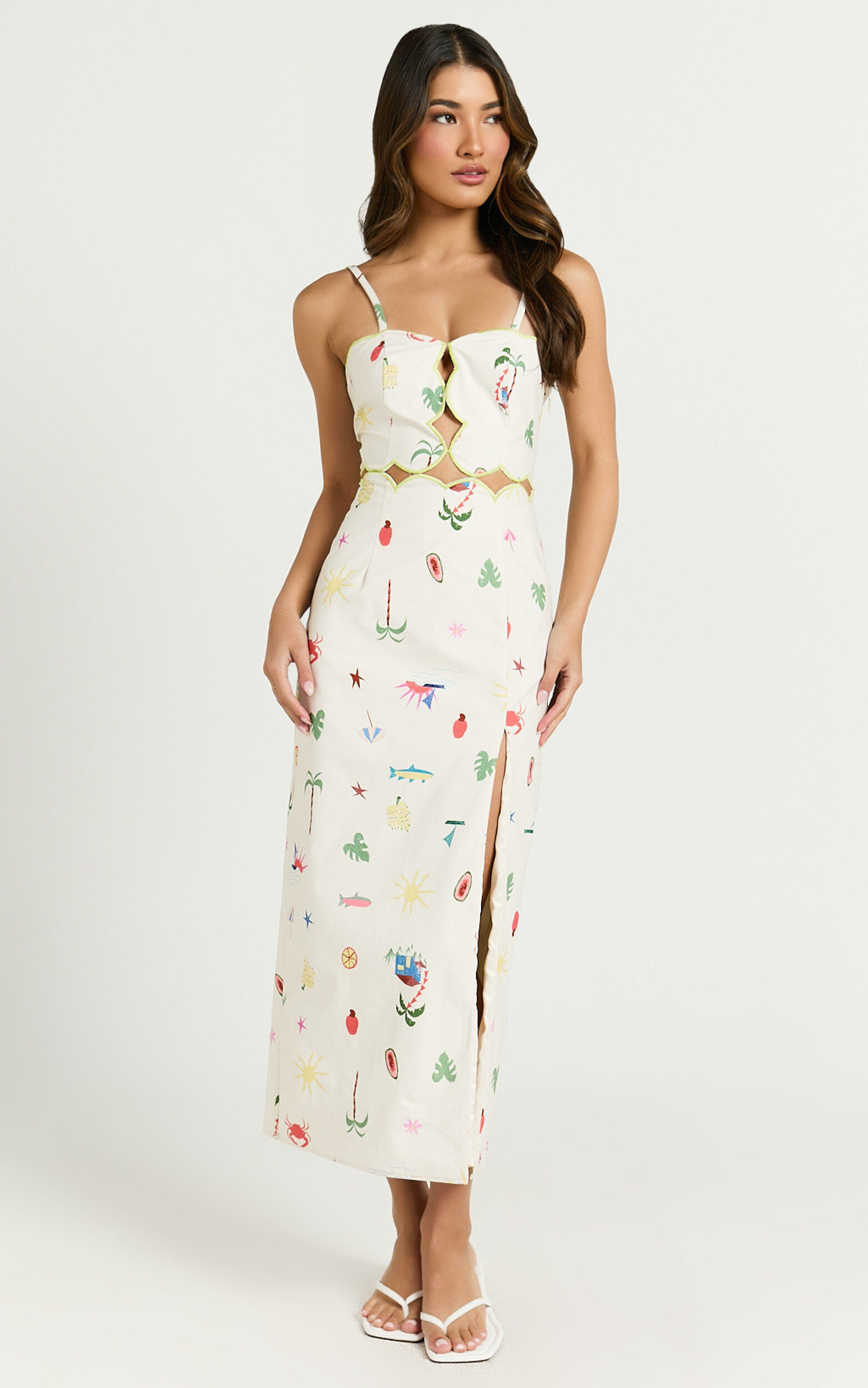 Amalie The Label - Malia Lace Up Back Midi Dress in Tropical Oasis Print