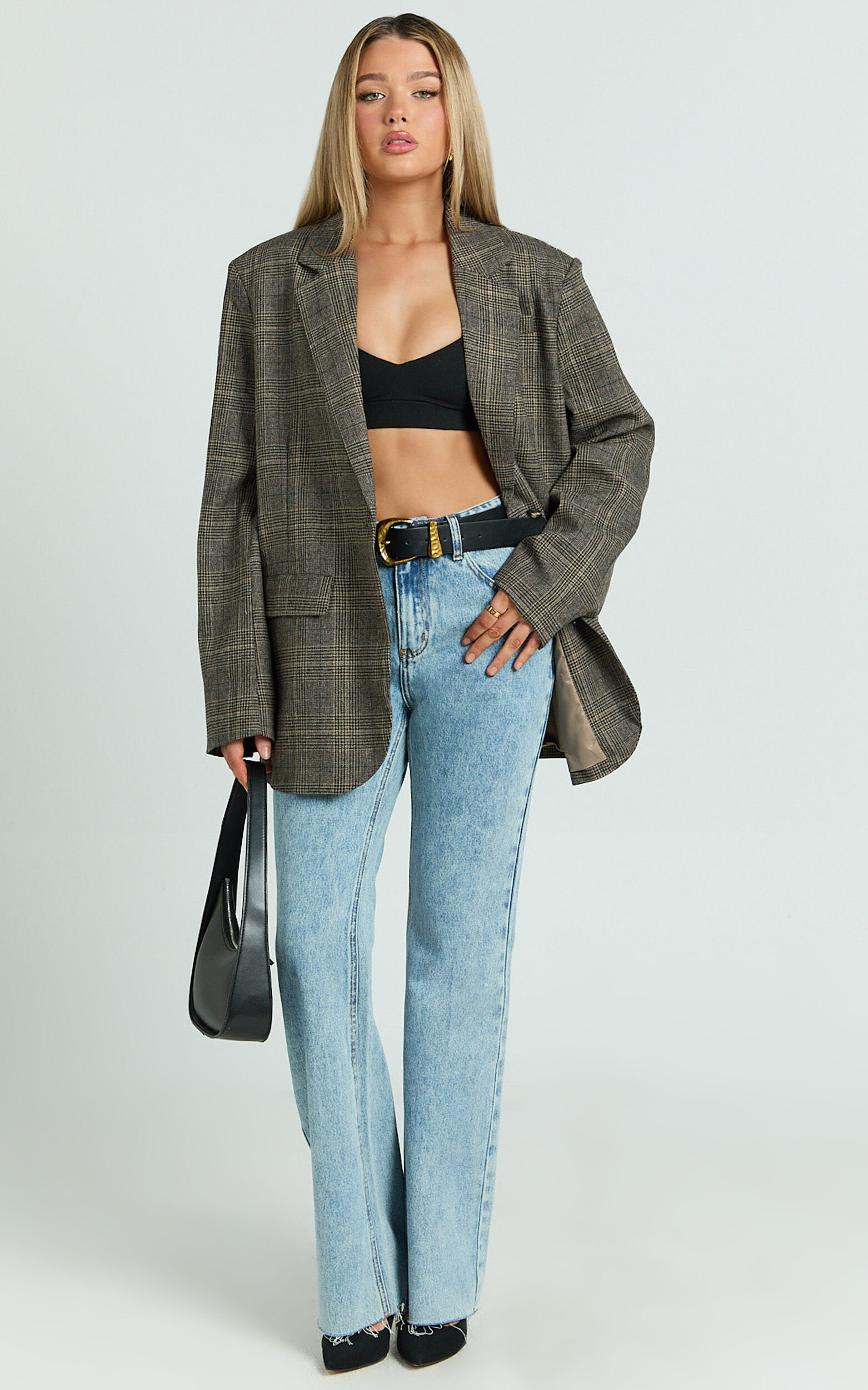 Jacqueline Jeans - High Waisted Relaxed Recycled Denim Bootcut Jeans in Mid Blue Wash