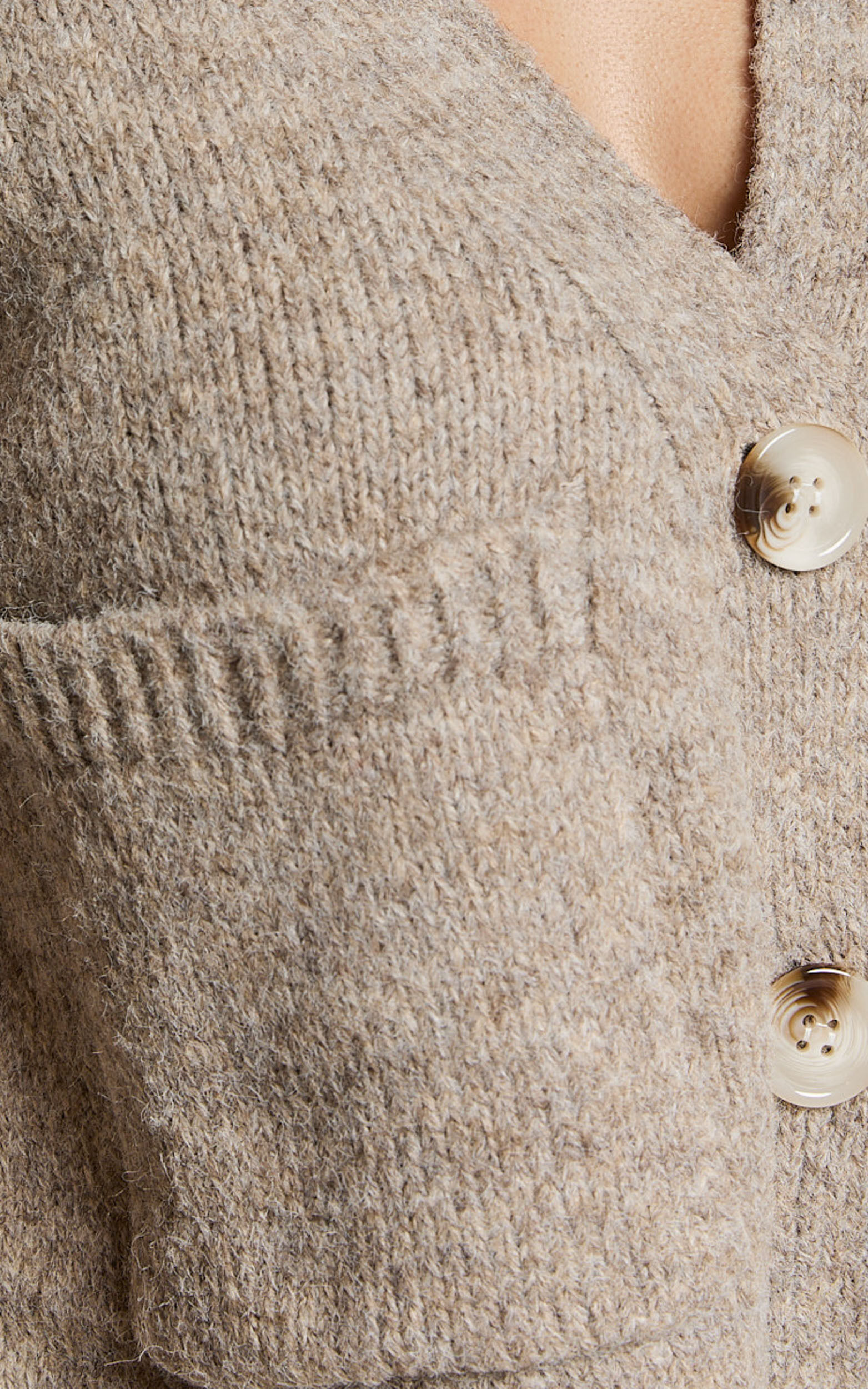 Becka Cardigan - Oversized Recycled Knitted Button Through Cardigan in Biscuit