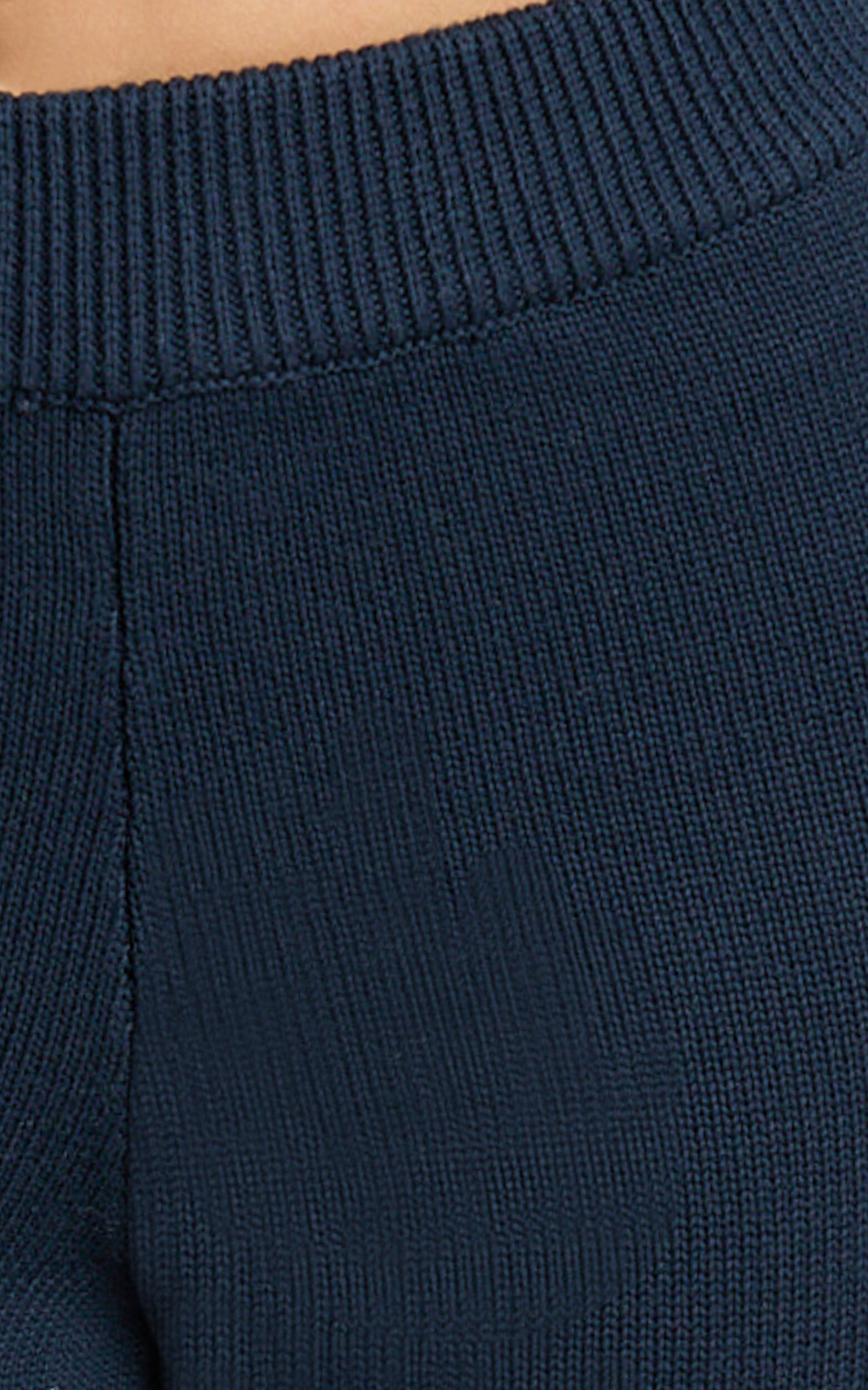 Ottie Pants - Mid Rise Straight Leg Knit Pants in Navy