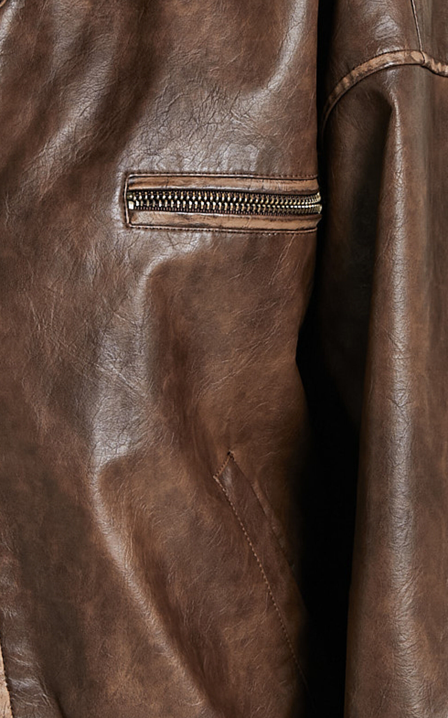 Sophia Jacket - Crop PU Bomber Jacket in Brown