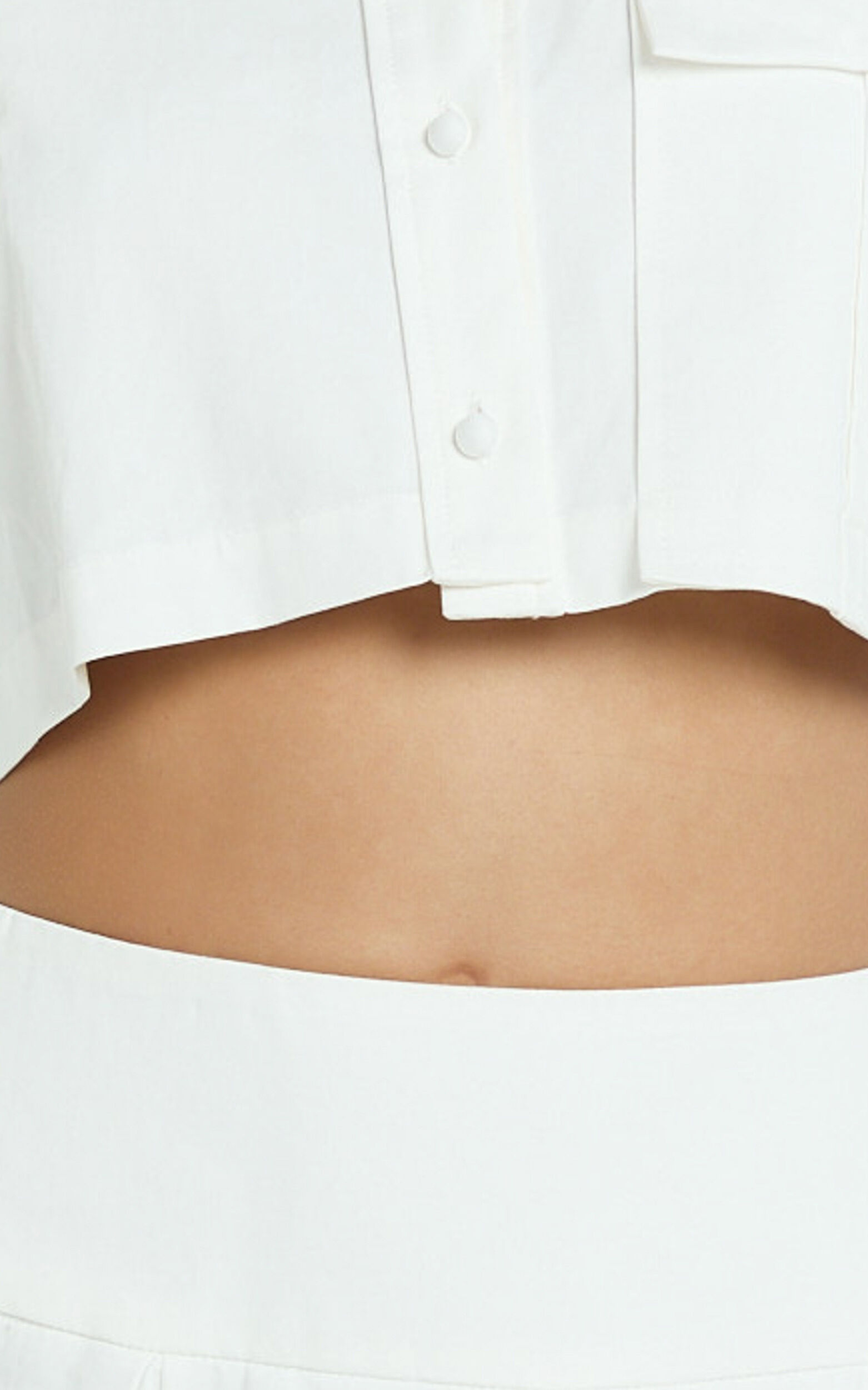 Harlow Two Piece Set - Long Sleeve Crop Shirt and Mini Skirt Set in White