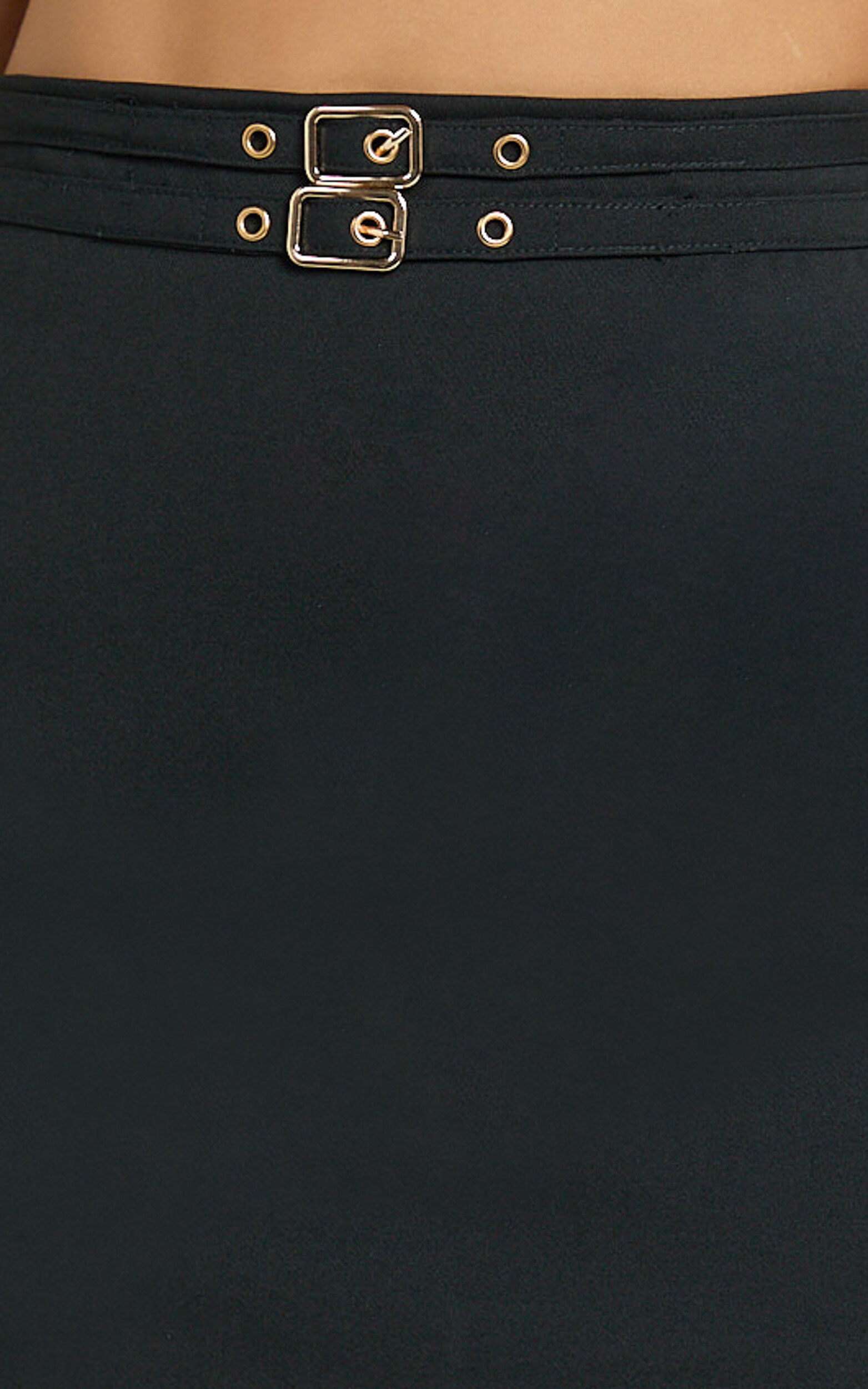 Janelle Two Piece Set - Micro Crop Top and Belted Mini Skirt Set in Black