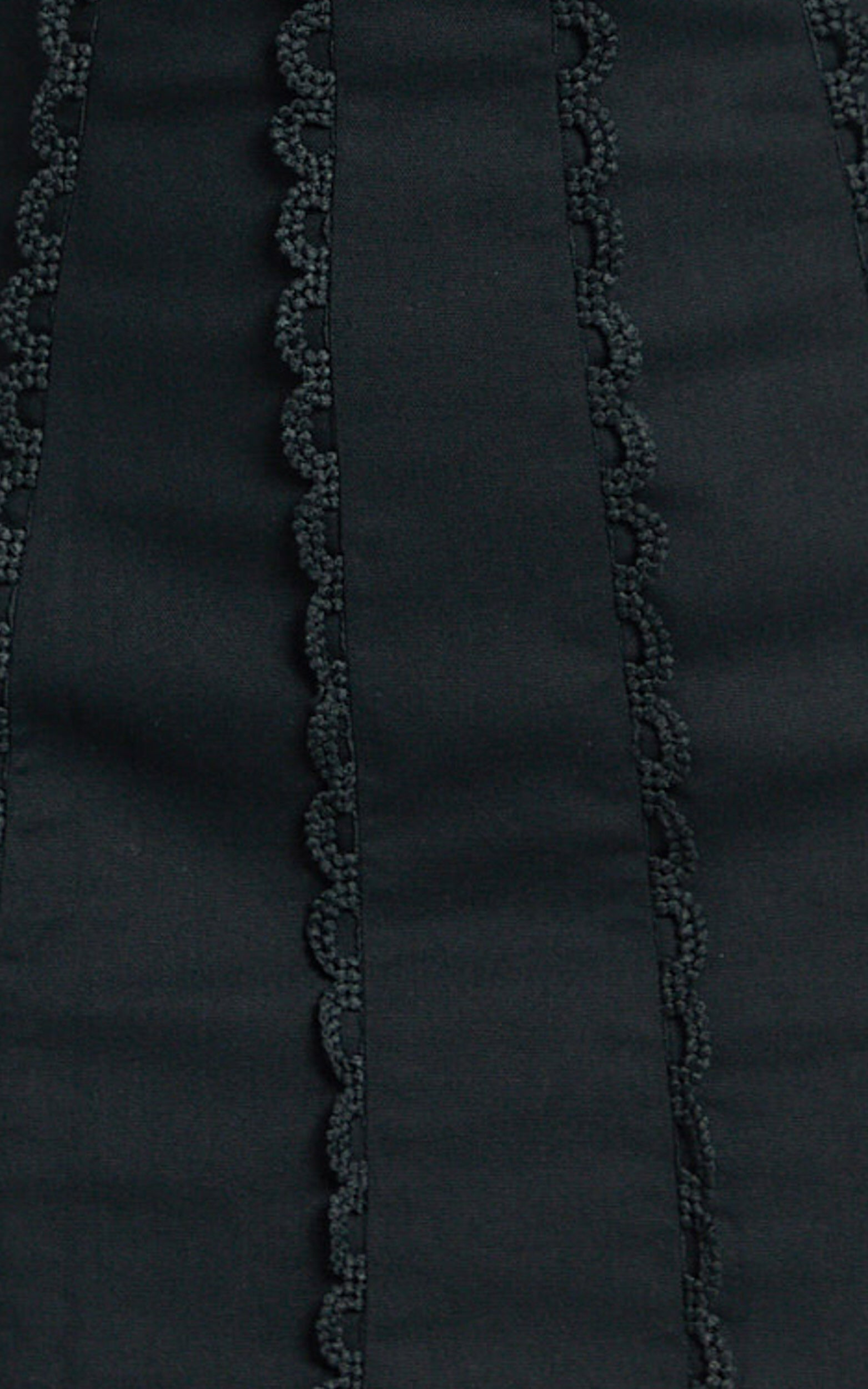 Laila Mini Linen Blend Dress - High Neck Side Cut Out Puff Sleeve Straight Dress in Black