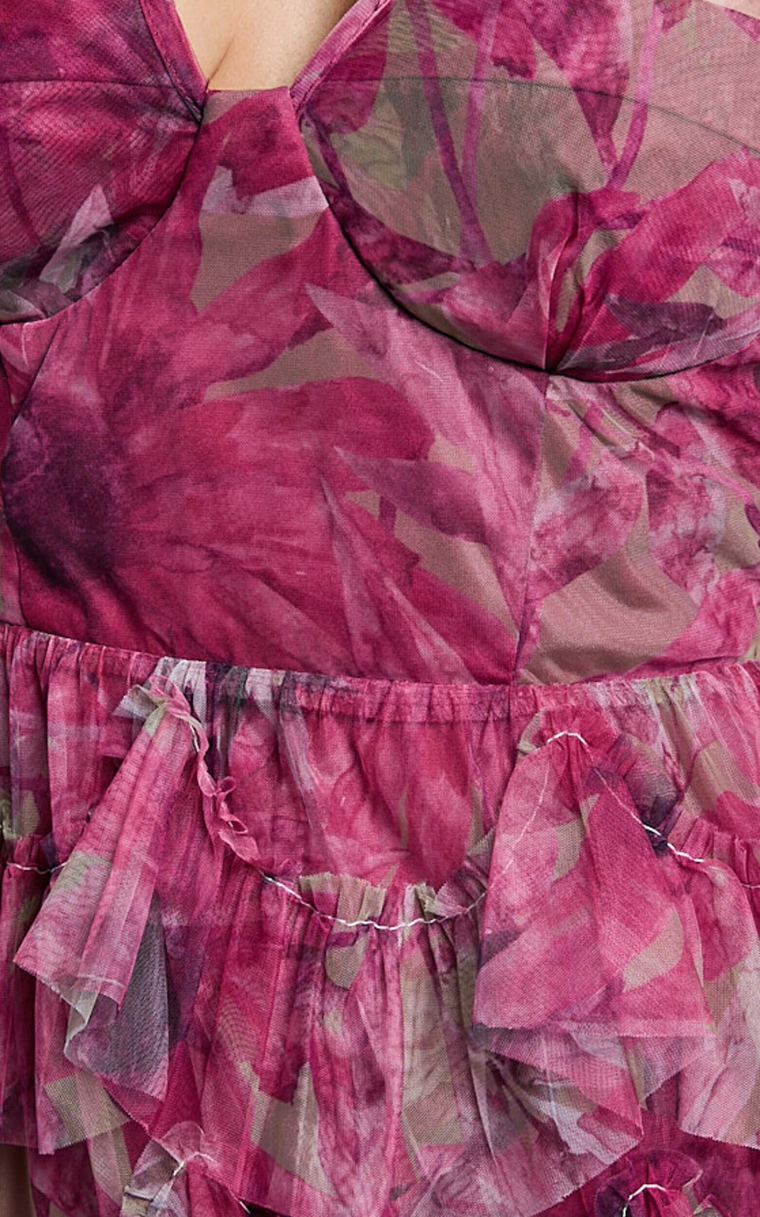 Amalie The Label - Josette Tulle Tiered Maxi Dress in Pink Floral