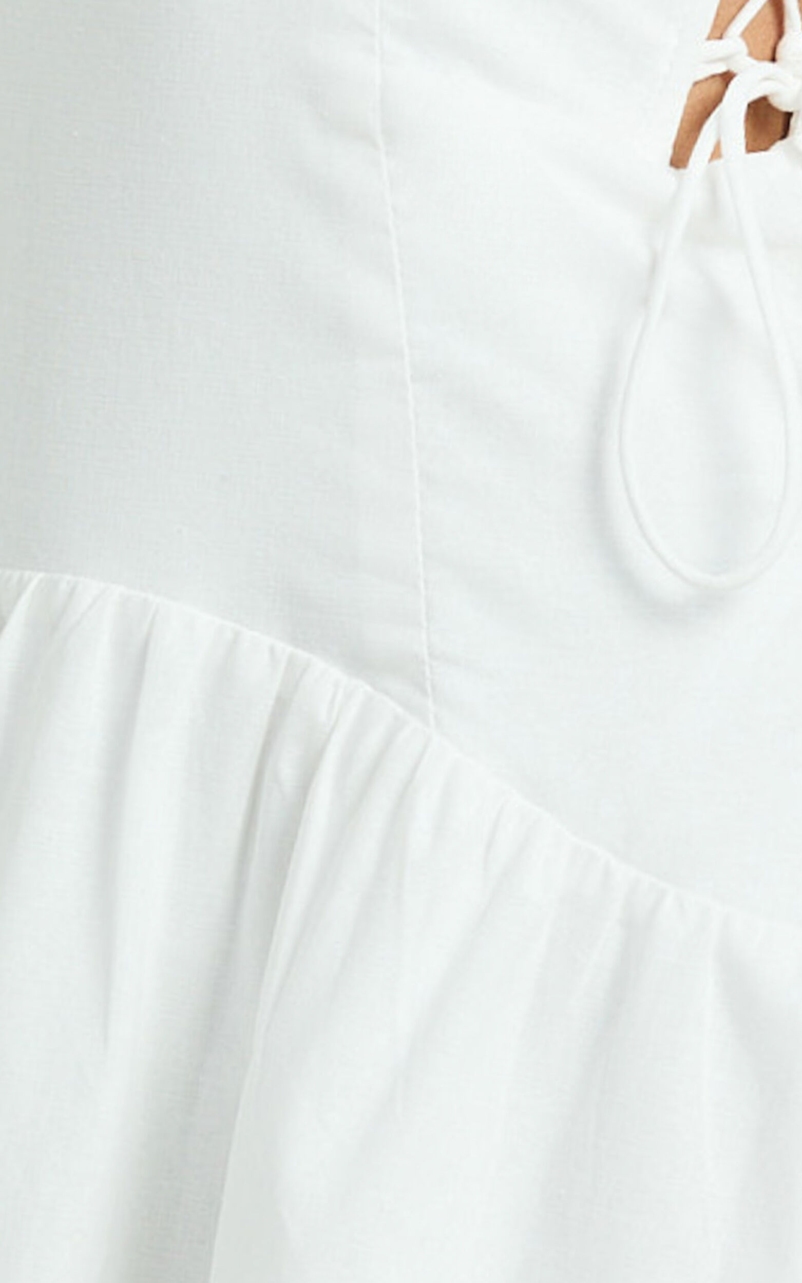 Mikkie Midi Dress - Strapless Drop Waist Side Detailing Dress in White