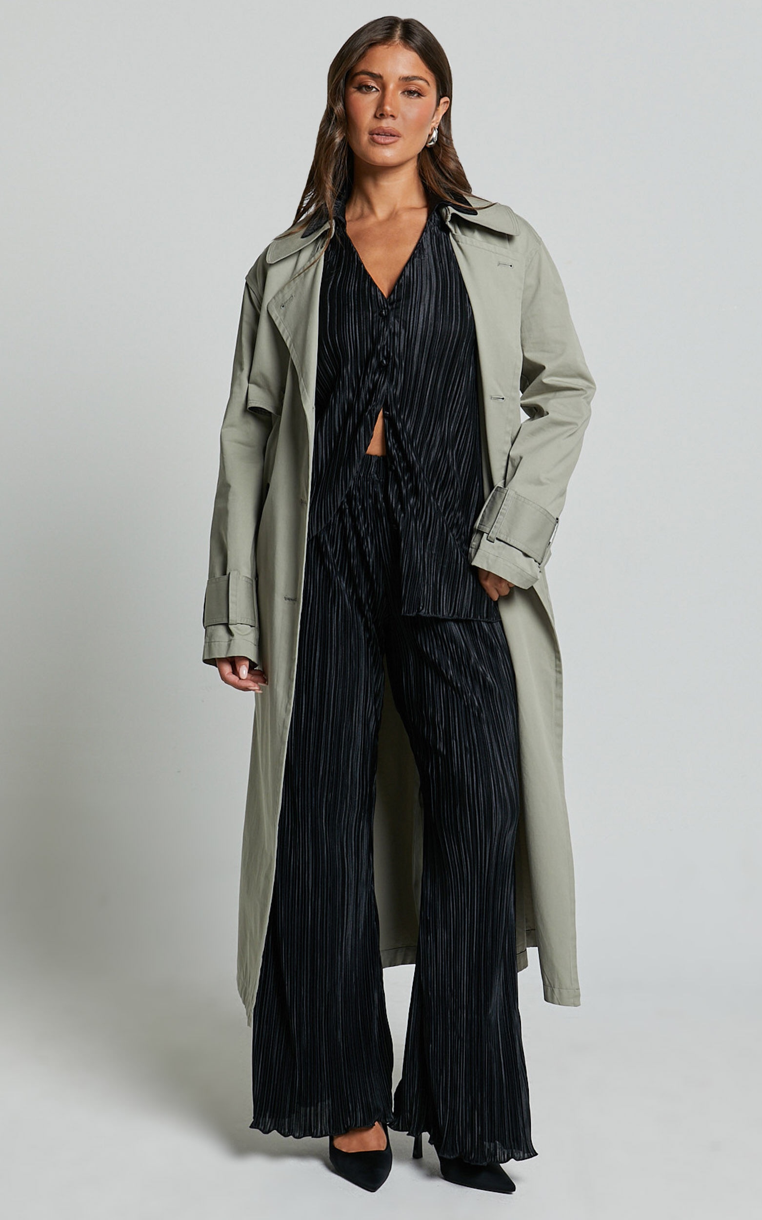 Beca Shirt - Plisse Button Up Shirt in Black