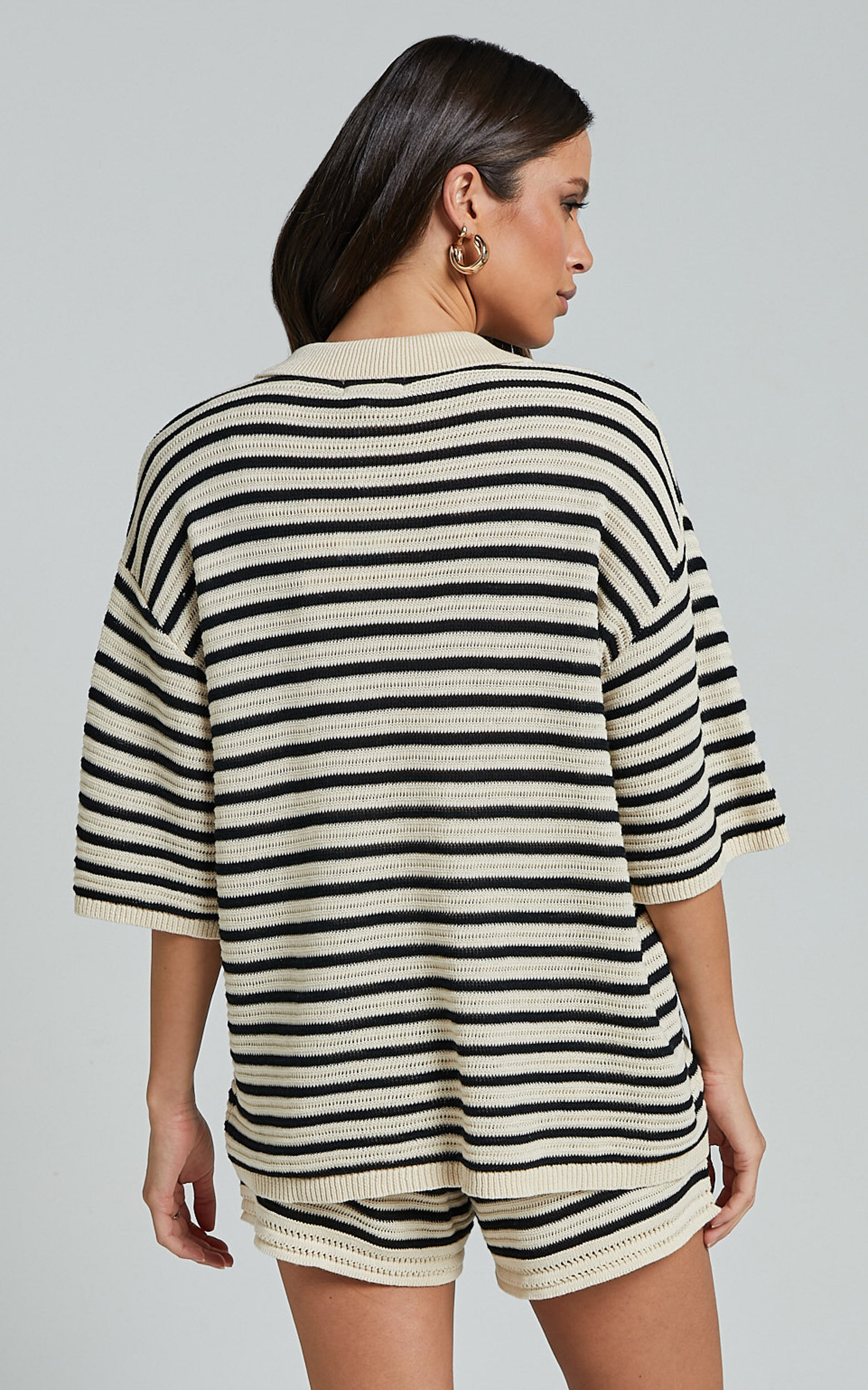 Runaway The Label - Cherie Knit Shirt in Sand/Black