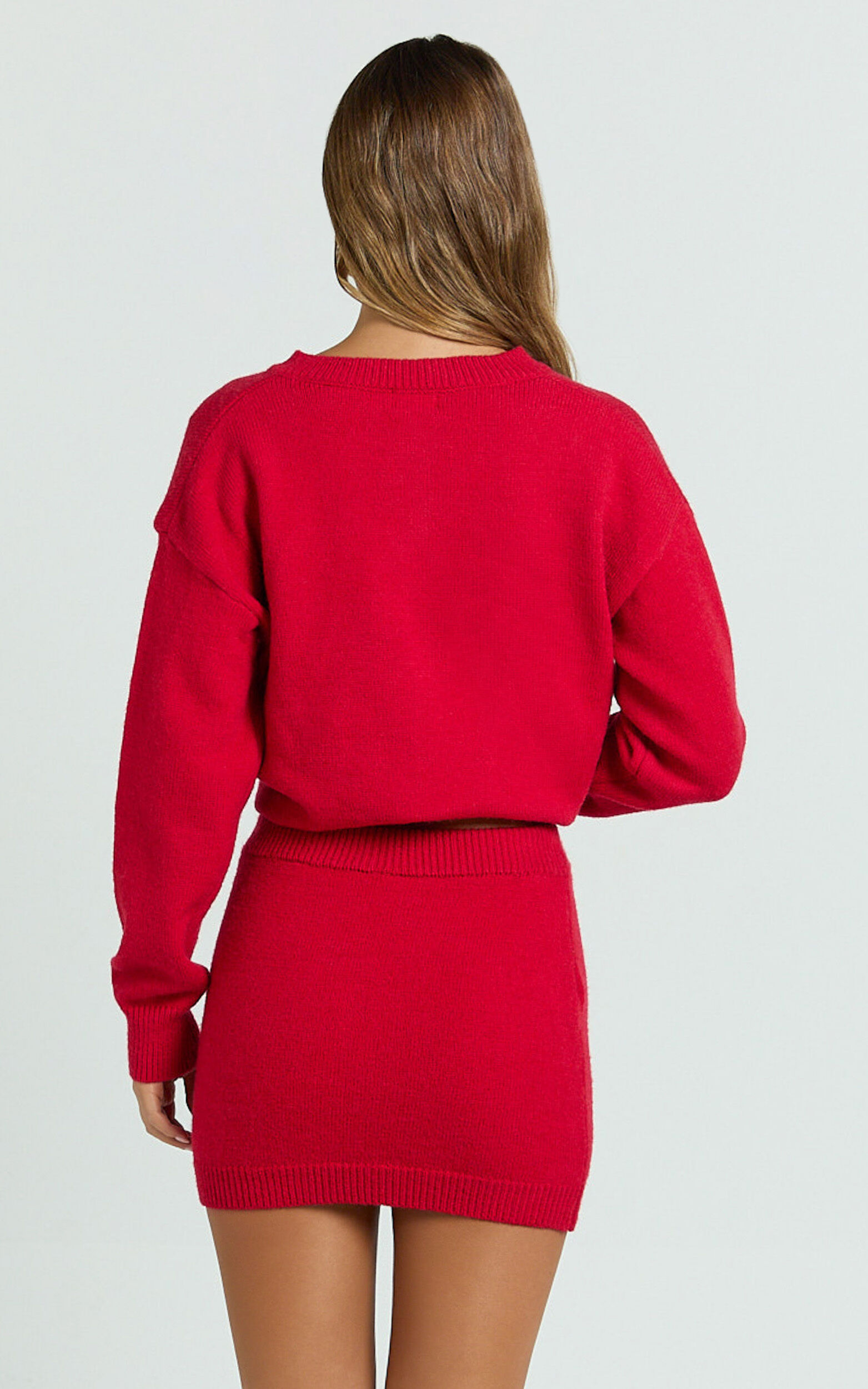 Rowena Mini Skirt - Knit Skirt in Red