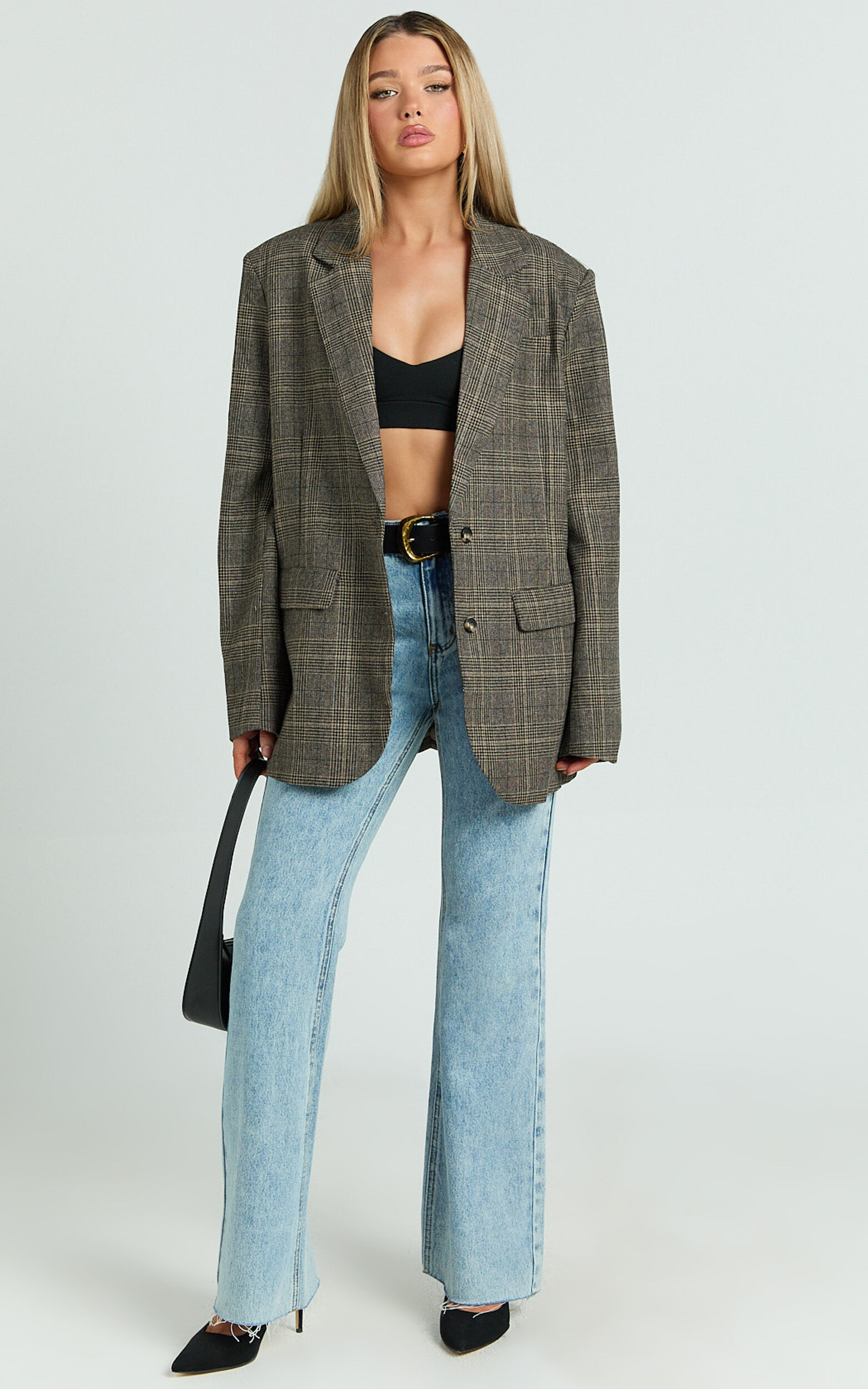 Jacqueline Jeans - High Waisted Relaxed Recycled Denim Bootcut Jeans in Mid Blue Wash