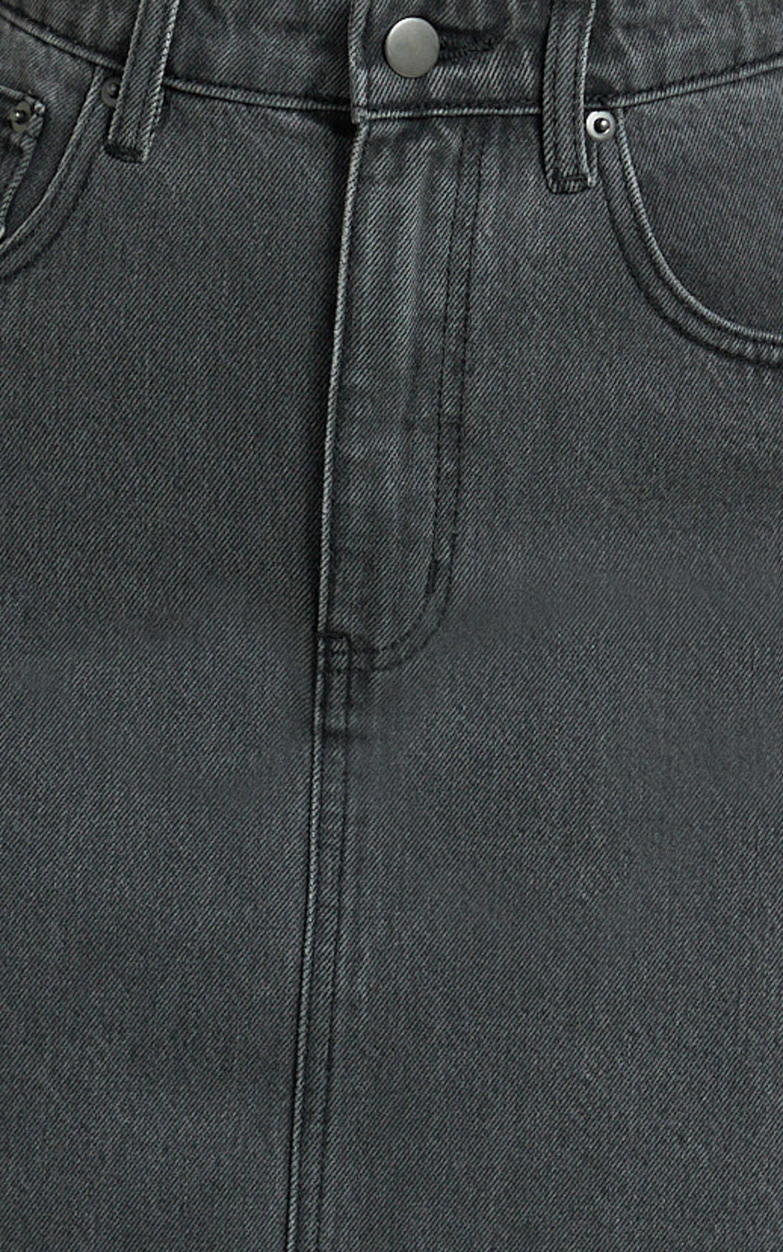 Adan Mini Skirt - Recycled Cotton Frayed Hem Denim Skirt in Black